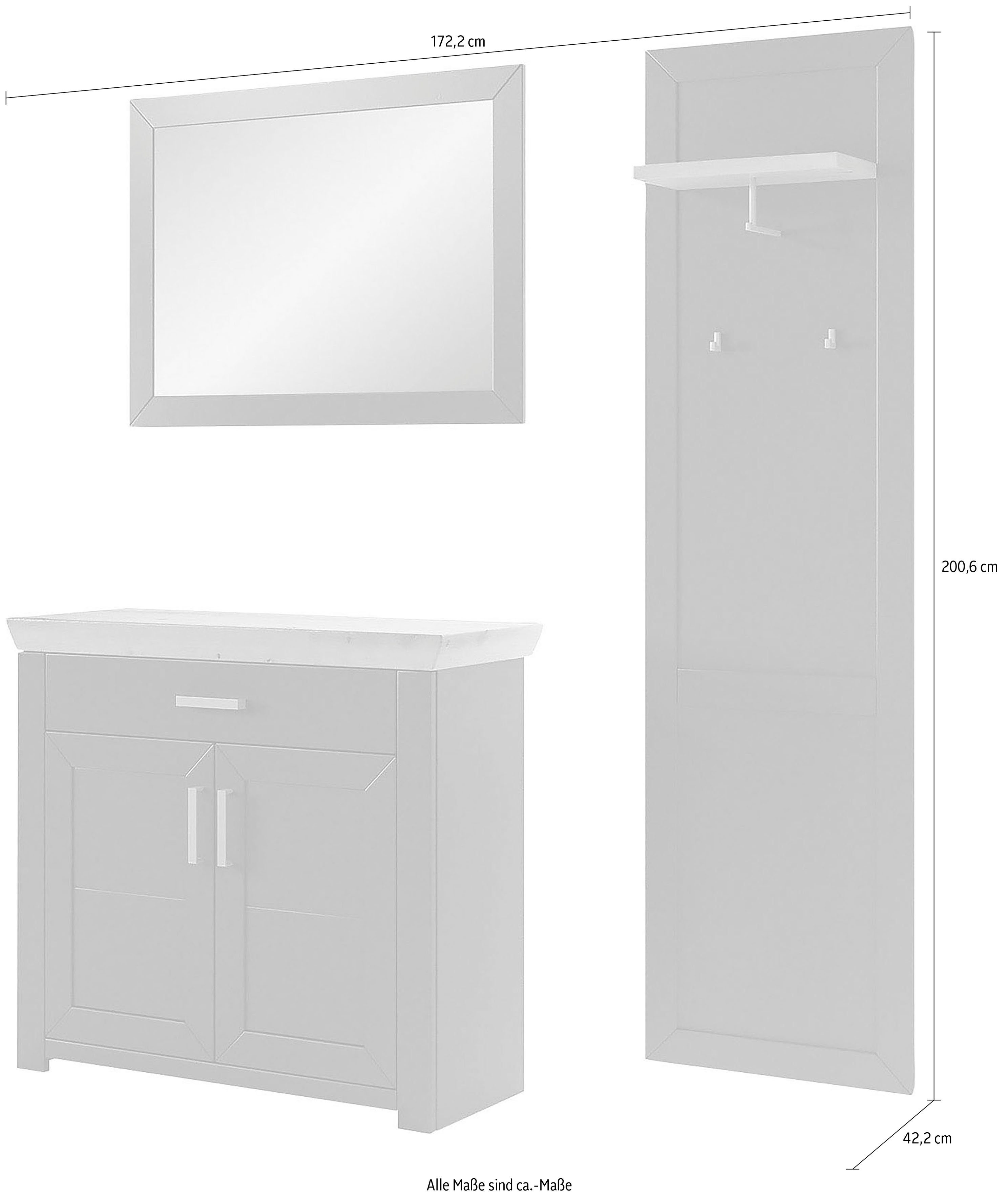 set one by Musterring Halmeubelset GA York Kombi 59 met spiegel en commode (set, 3-delig)