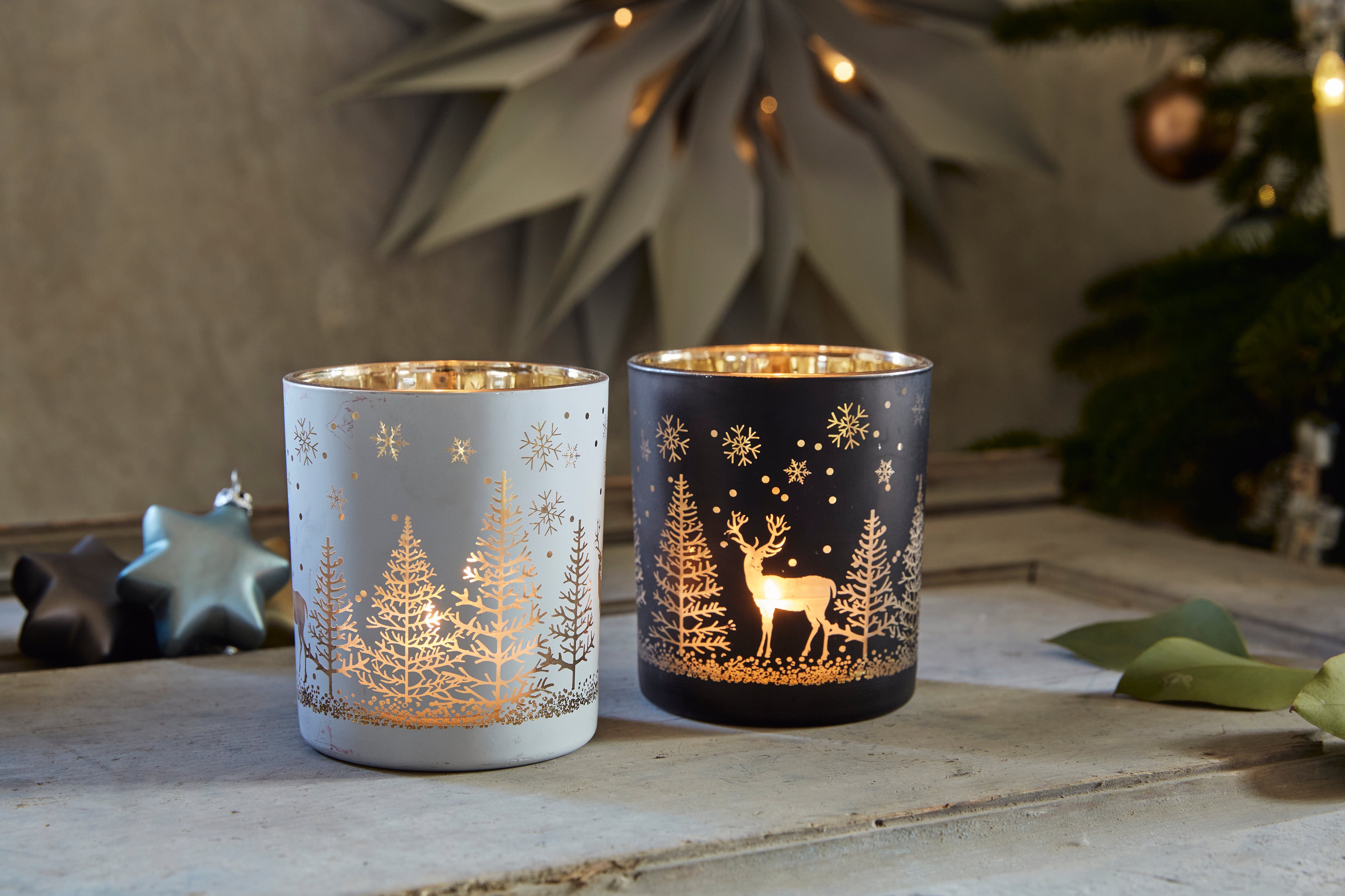 Creativ deco Waxinelichthouder Kerst versiering met goudkleurige binnenkant (4 stuks)