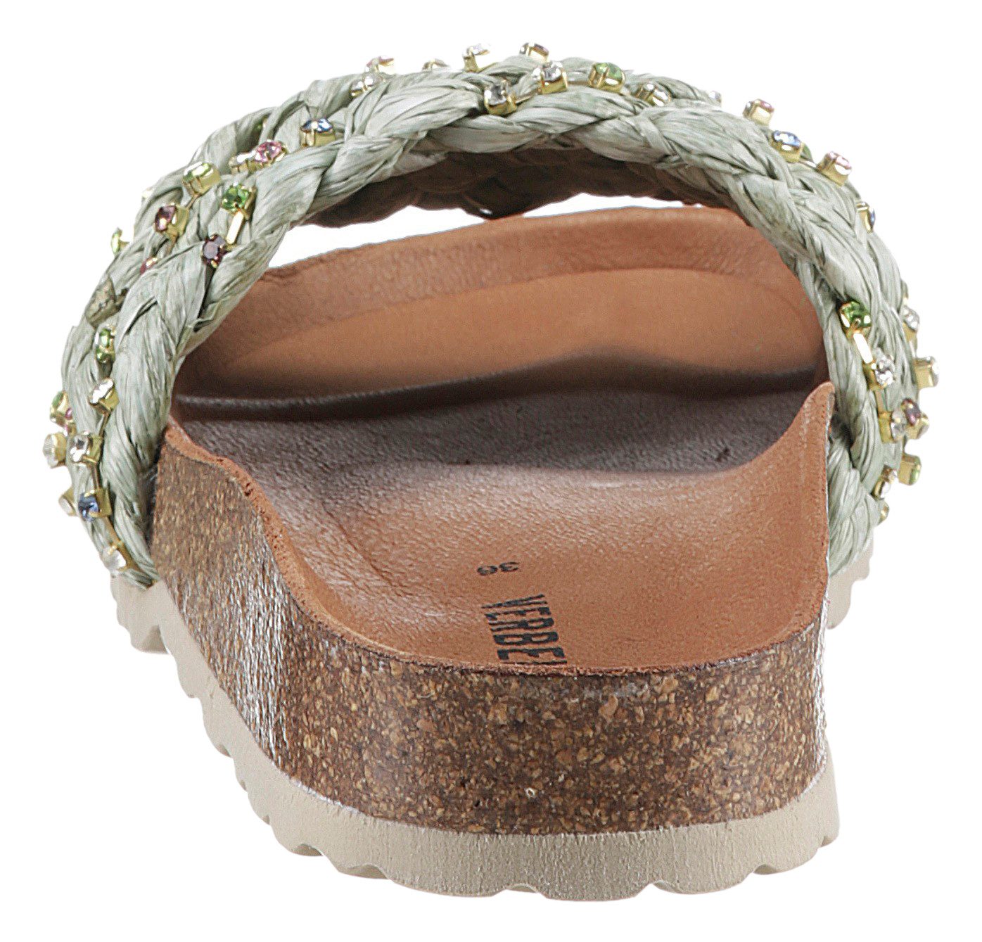VERBENAS Slippers RICA TRENZA RAFIA BRILLOS , zomerschoen, badschoen, slippers met leren voetbed
