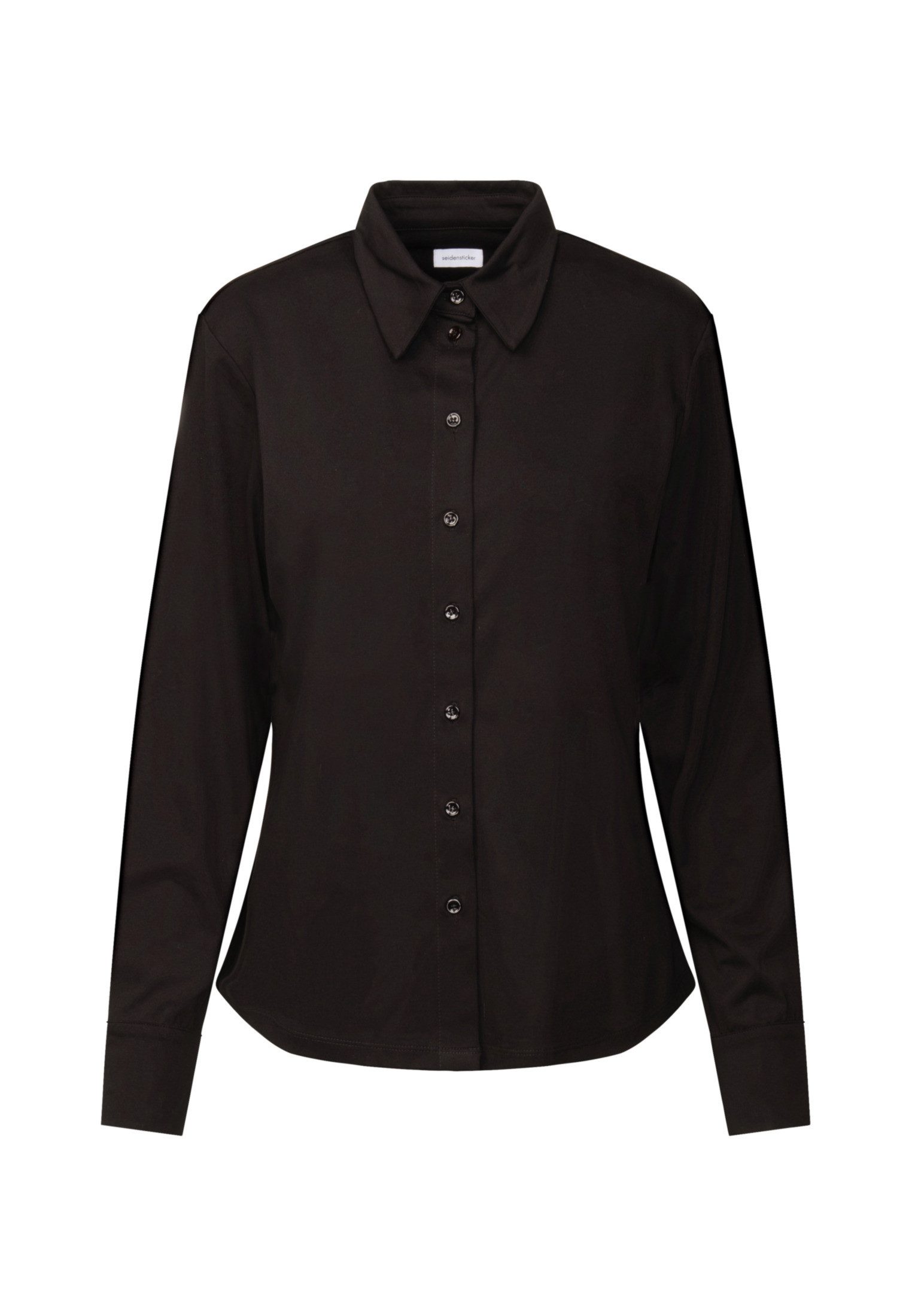 seidensticker Overhemdblouse Zwarte roos Lange mouwen kraag uni