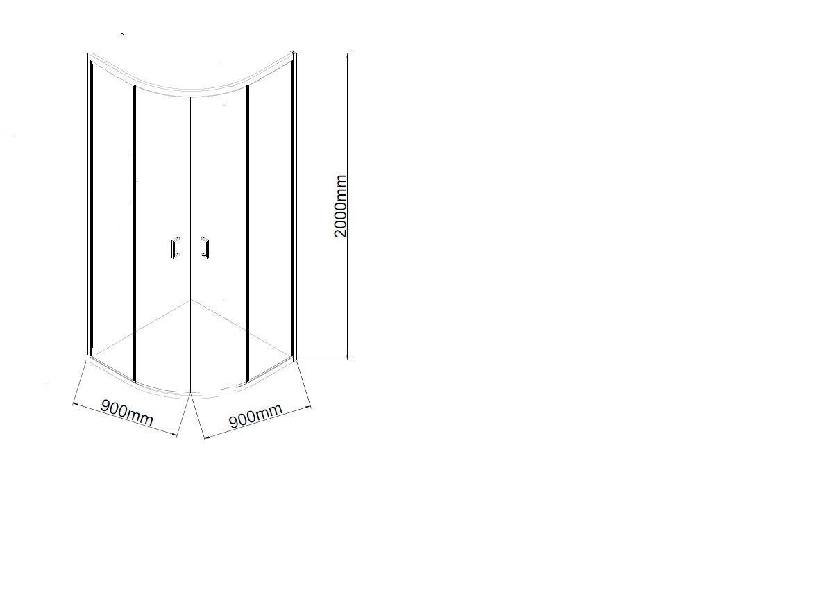 Marwell Hoekdouchecabine City Schuifdeur met dubbele lichtlopende wieltjes, 90 cm x 90 cm