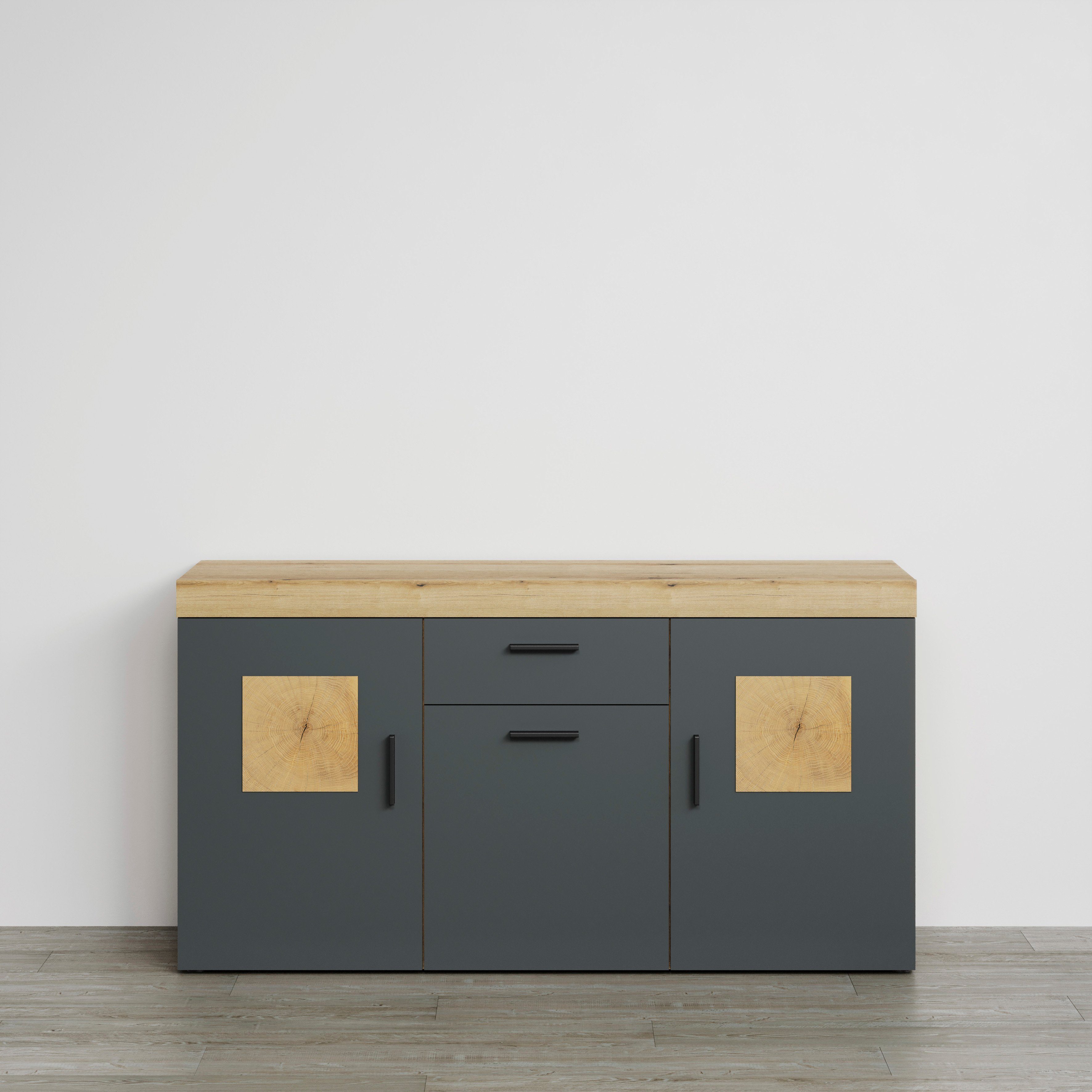 Home affaire Dressoir Gent Commode met eindhoutapplicaties - (B/D/H): 160/42/86 cm (1 stuk)