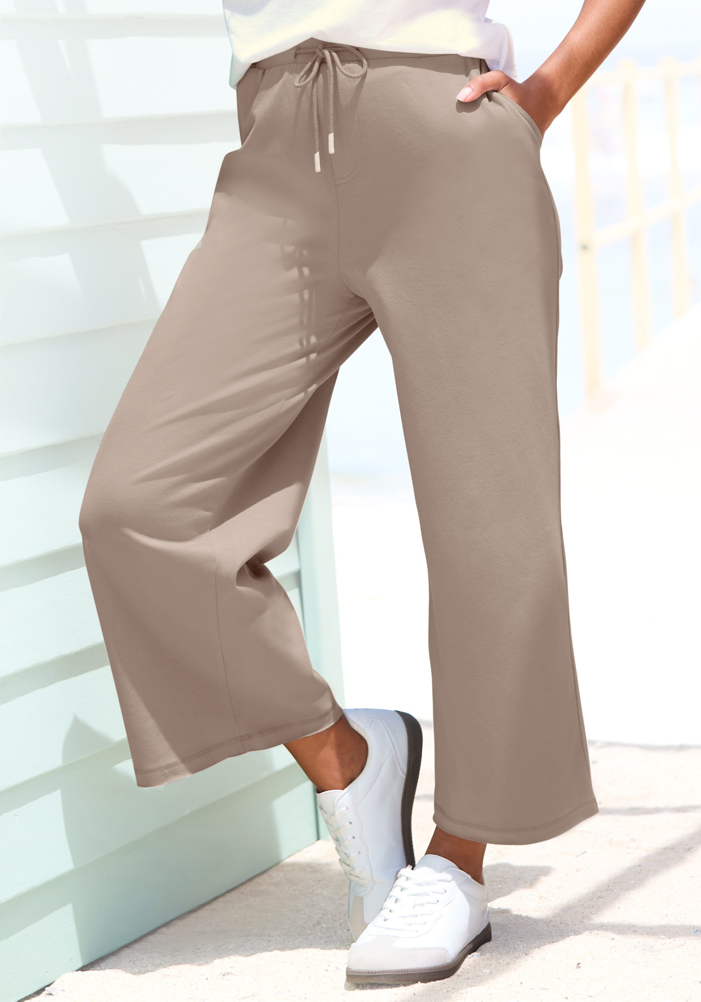Elbsand 7/8 broek van sweatstof met een brede pijp
