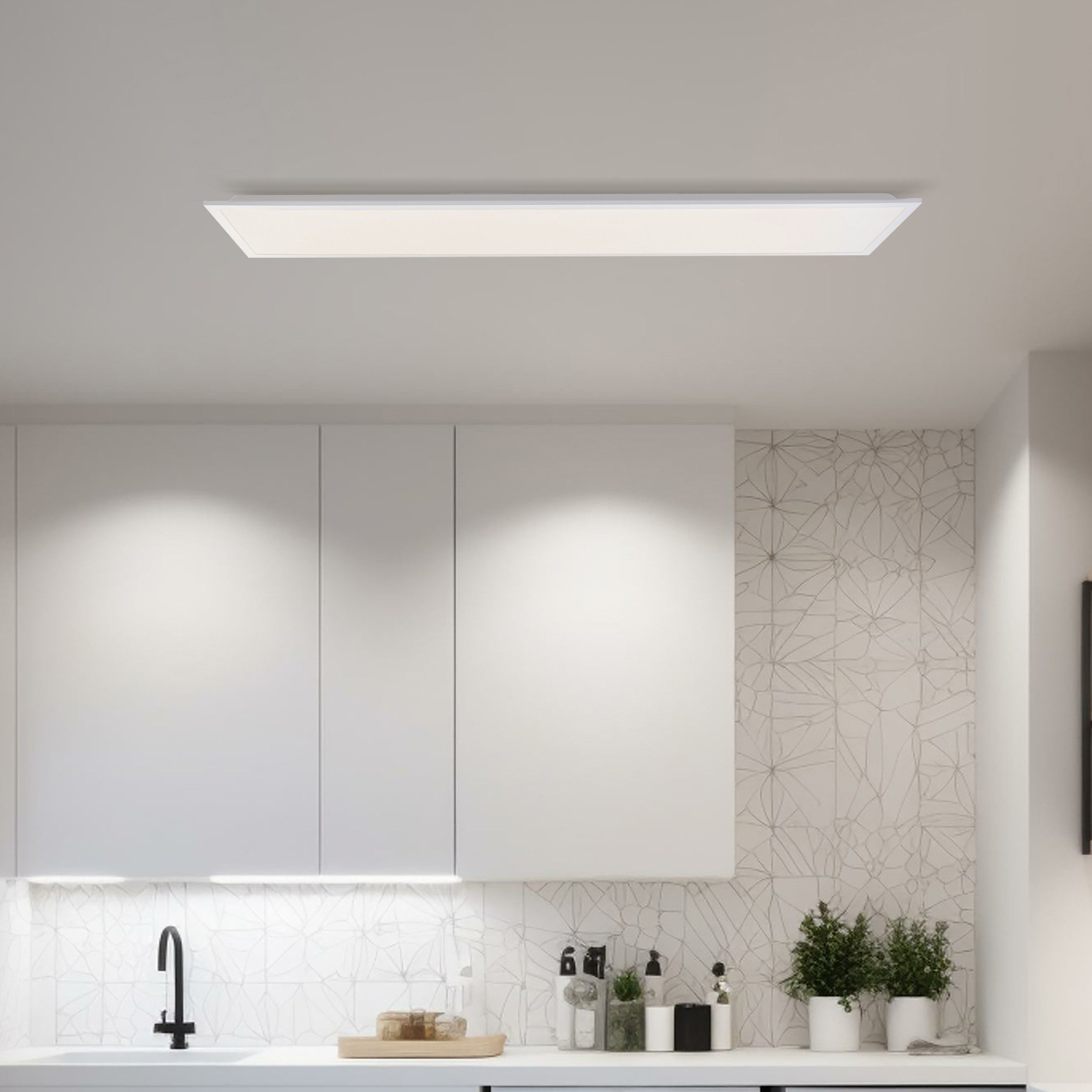 Brilliant Leuchten Led-plafondlamp Briston Opbouw LED paneel, 120 x 30 cm, 4200 lm, dimbaar, 3000-6500 K, wit