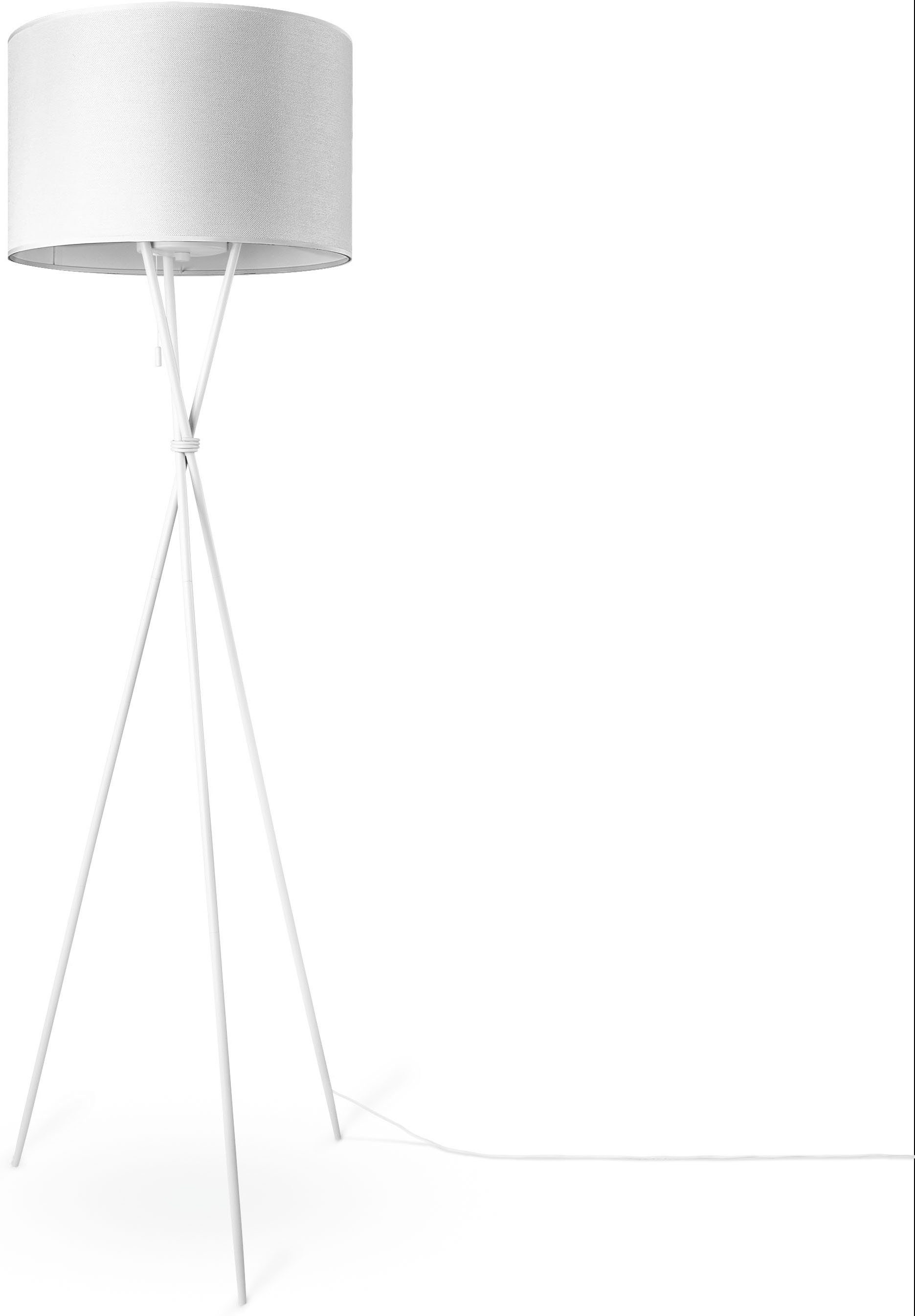 Paco Home Staande lamp KATE CANVAS UNI COLOR Woonkamer driepoot stoffen lampenkap vloerlamp textiel 