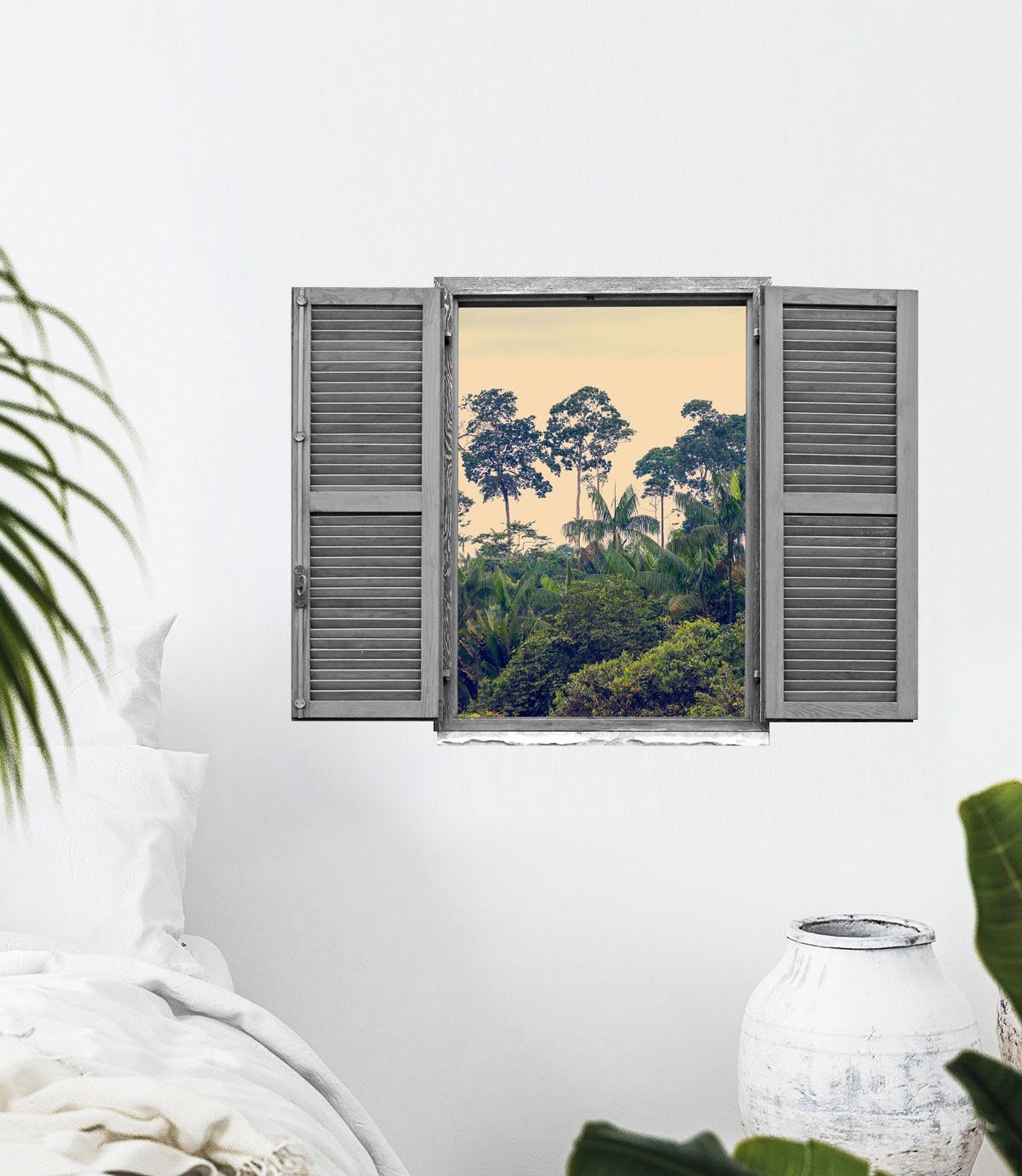 queence Wandfolie Regenwoud Muursticker, muurdecoratie, zelfklevend, 3D, raam (1 stuk)