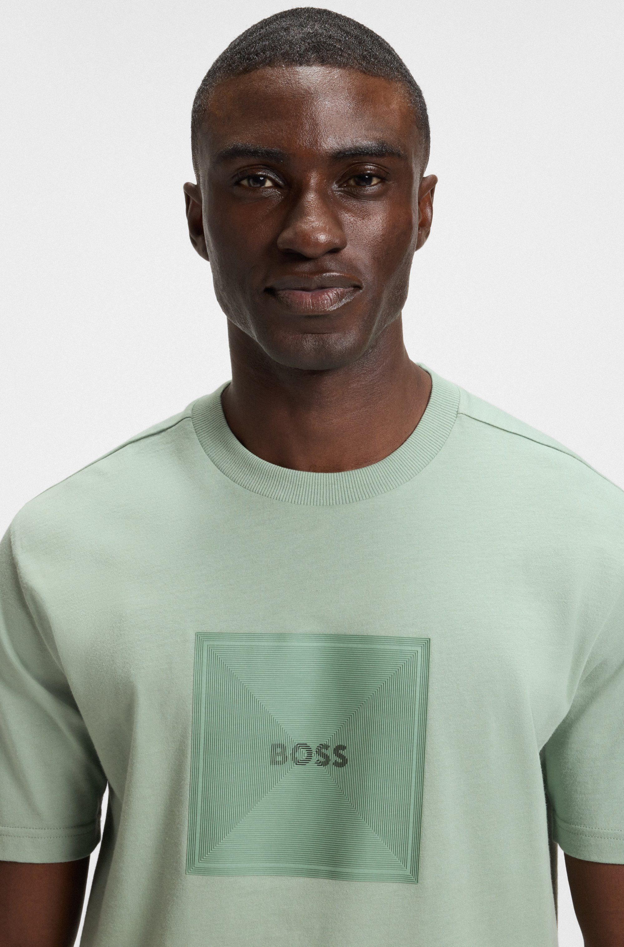 BOSS GREEN T-shirt Tee Logo Rib met grote print