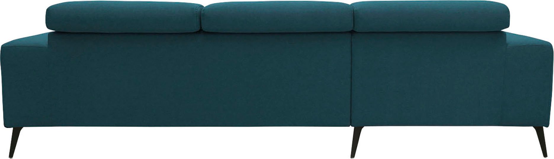 DOMO collection Hoekbank Trento L-vorm, met sledevoet of enkele voet naar keuze met verstelbare hoofdsteun, récamier links/rechts bestelbaar