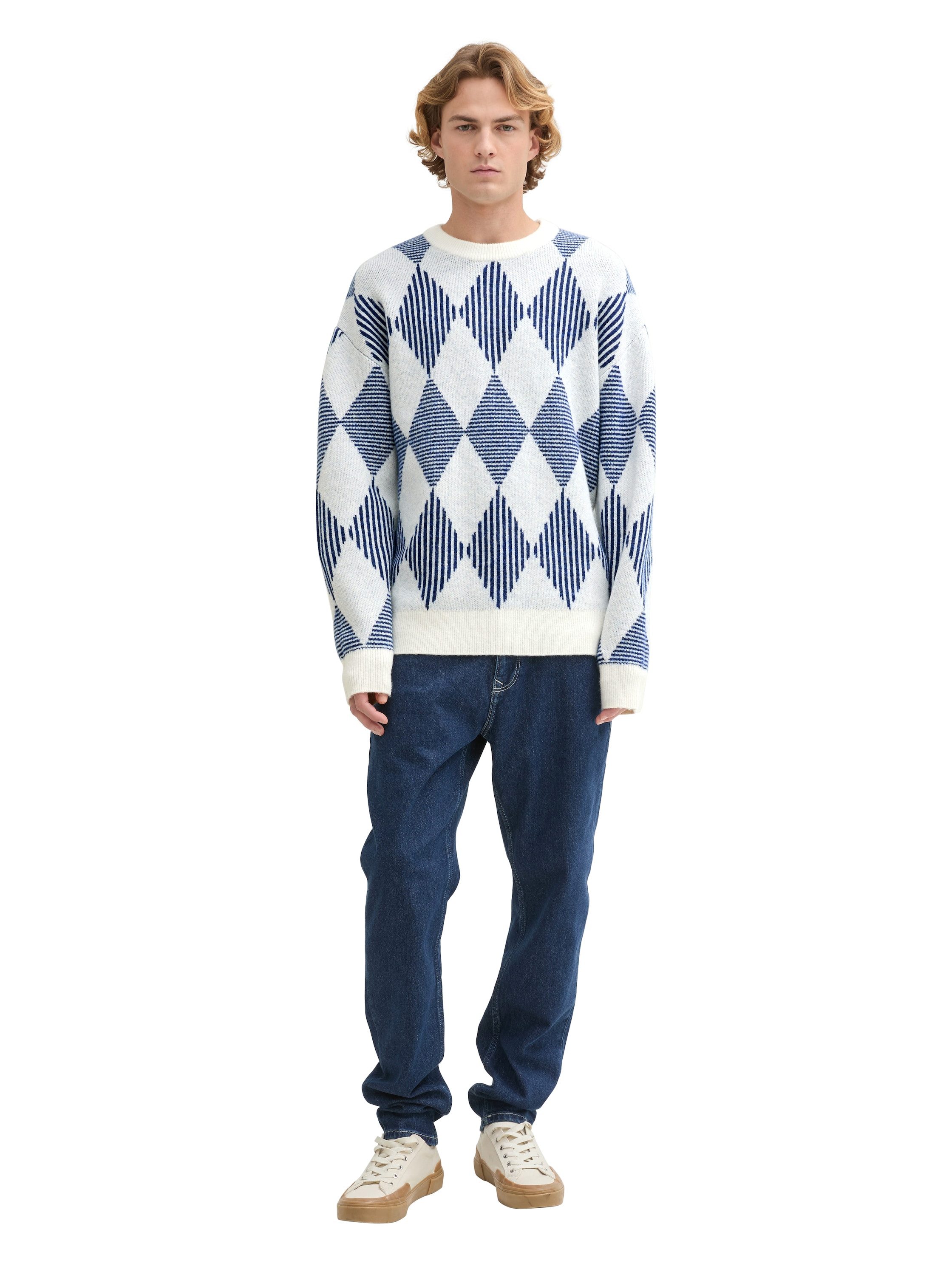 Tom Tailor Denim Trui met ronde hals met argyle patroon
