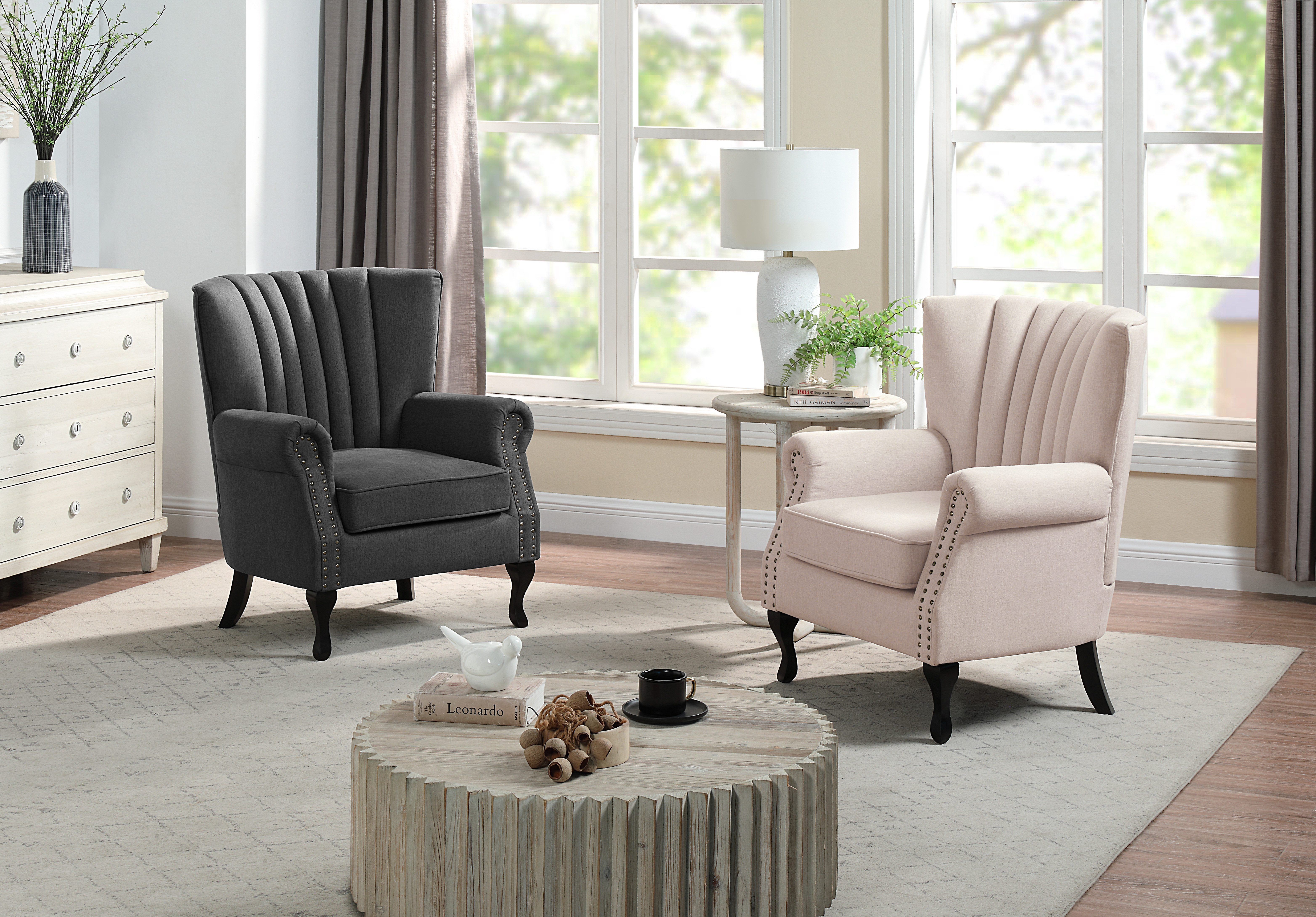 ATLANTIC home collection Fauteuil Toni modern met klinknagels en hoge rugleuning