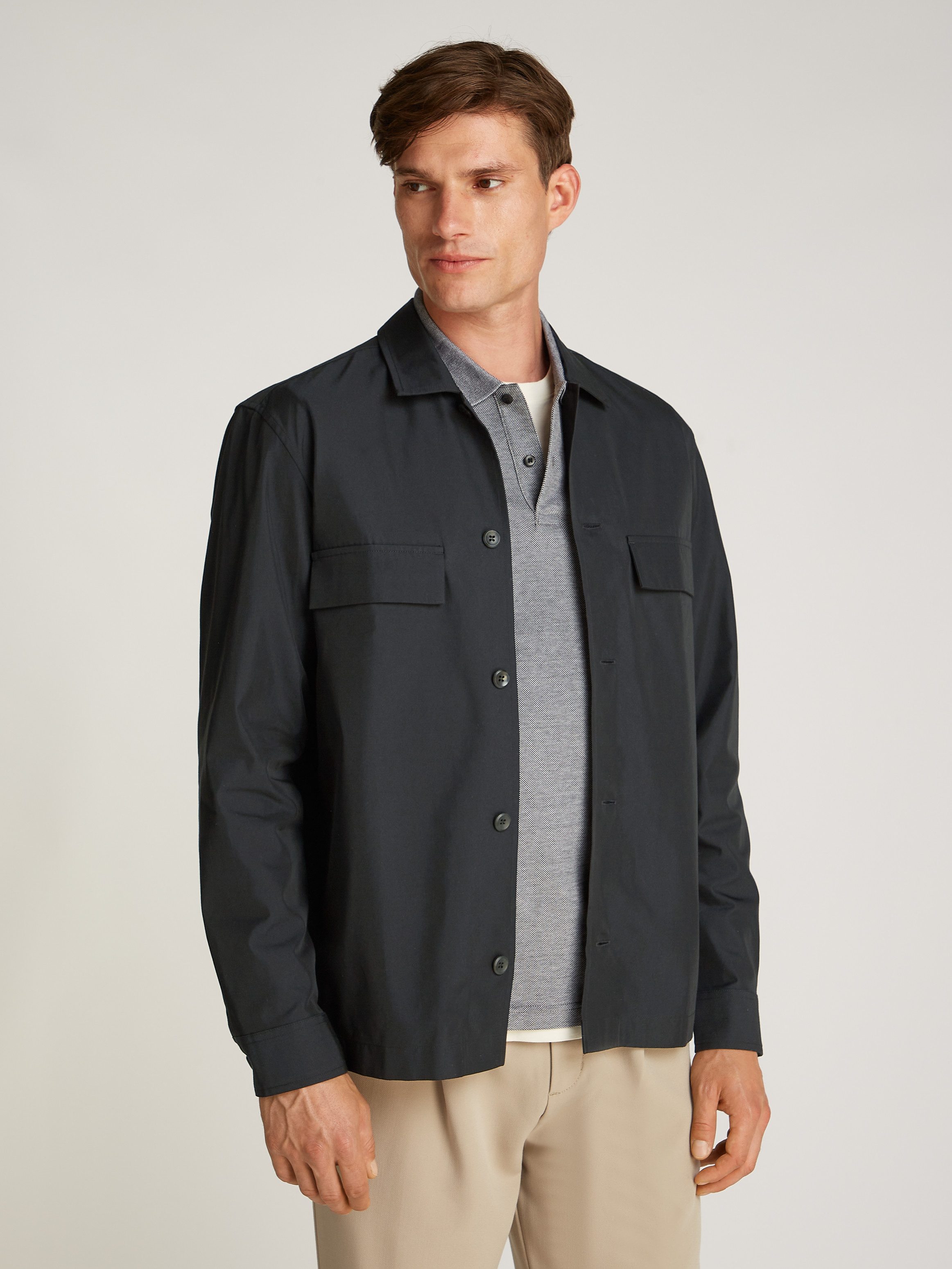 Calvin Klein Overhemd met lange mouwen COTTON BLEND OVERSHIRT