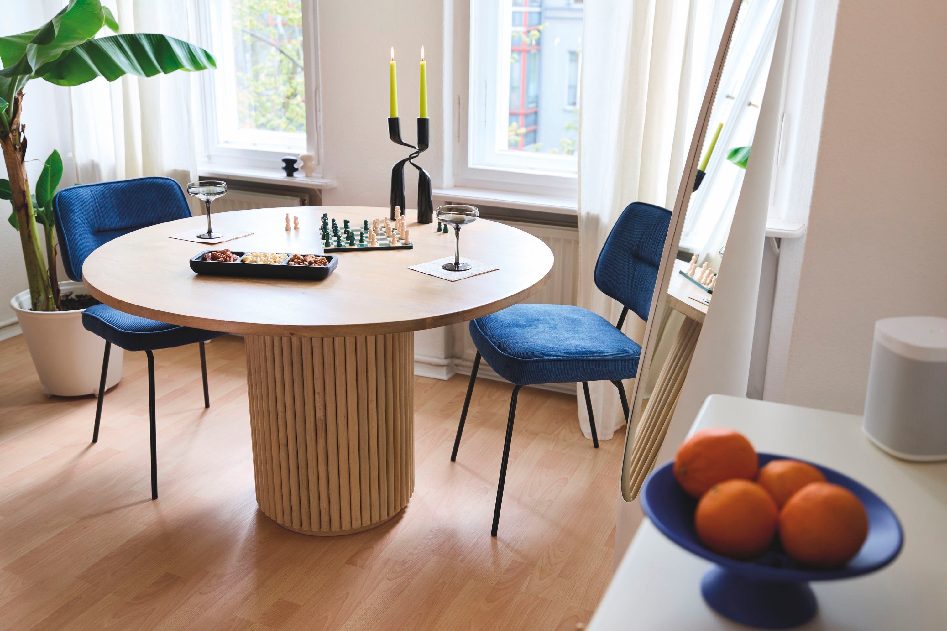 TOM TAILOR HOME Eettafel Ribbed Side Table High met kolomvoet in extravagante ribbel-look
