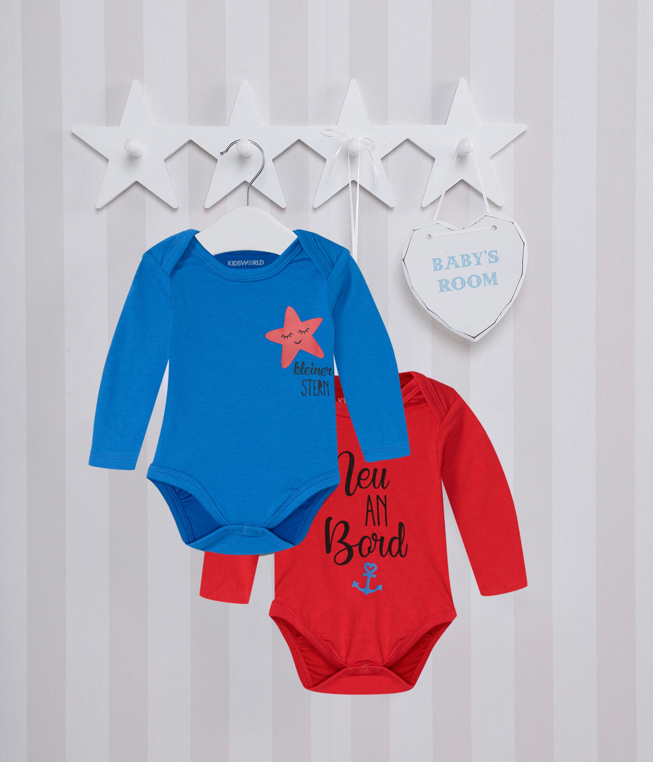 KIDSWORLD Body met lange mouwen 2-pack baby rompertjes met teksten Nieuw aan boord (set 2-delig 2)