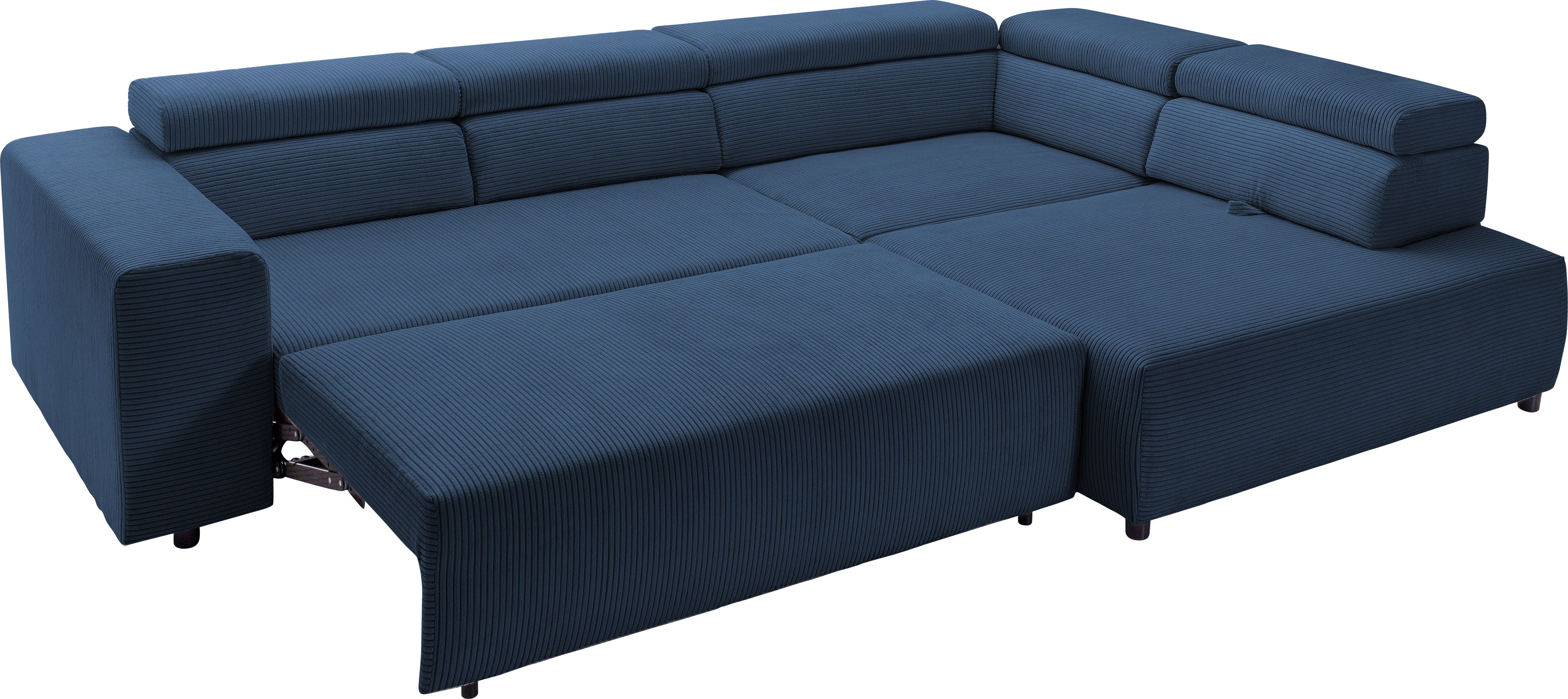 exxpo - sofa fashion Hoekbank VITTORIO met comfortfuncties, comfortabel en modern, cord, L-vorm incl. hoofdsteun- en zitdiepteverstelling, optioneel met bedfunctie
