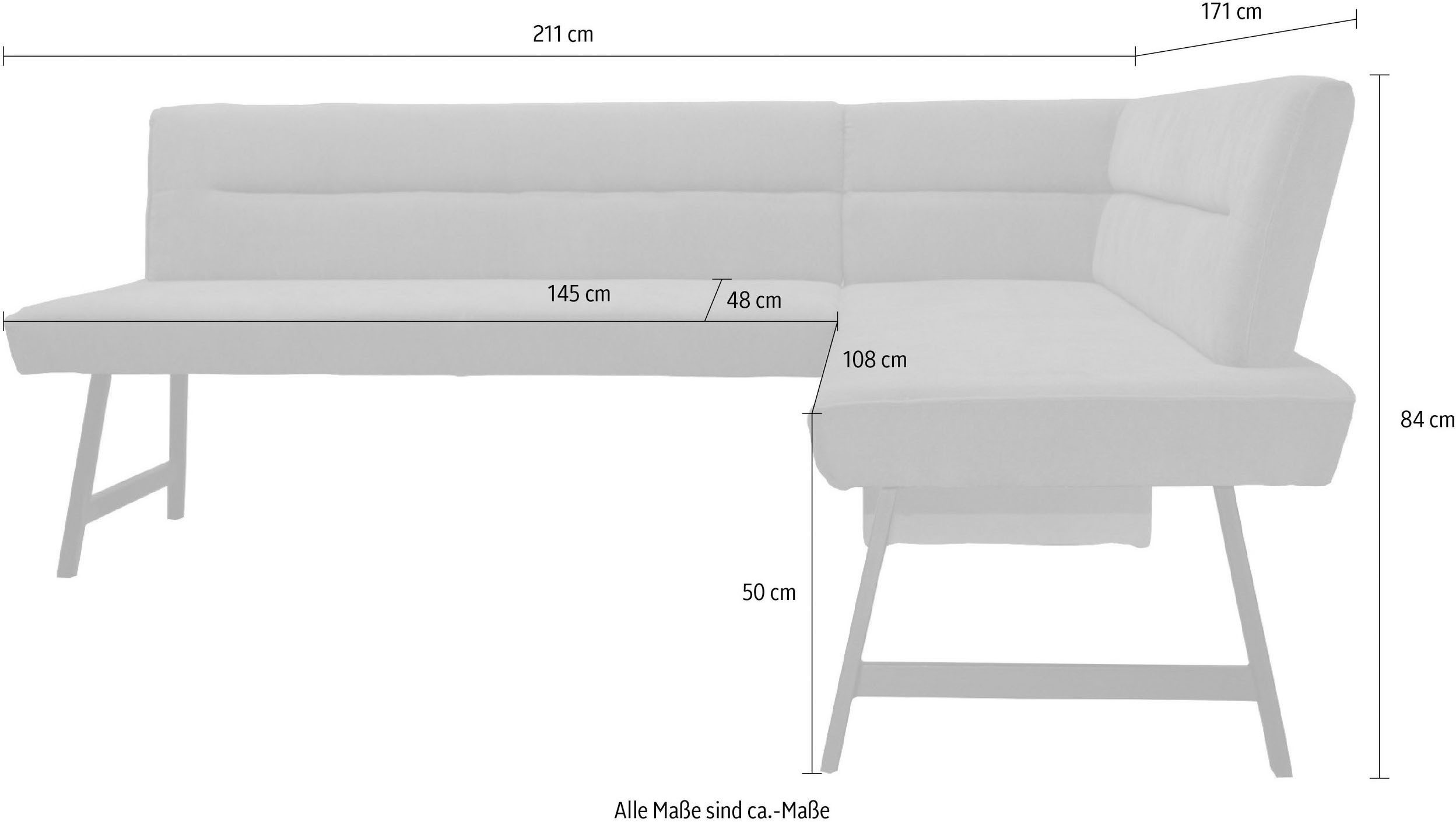 Home affaire Eethoek Sava Hoekbank met nosagvering in de zitting, massief eiken tafel (set, 4-delig)