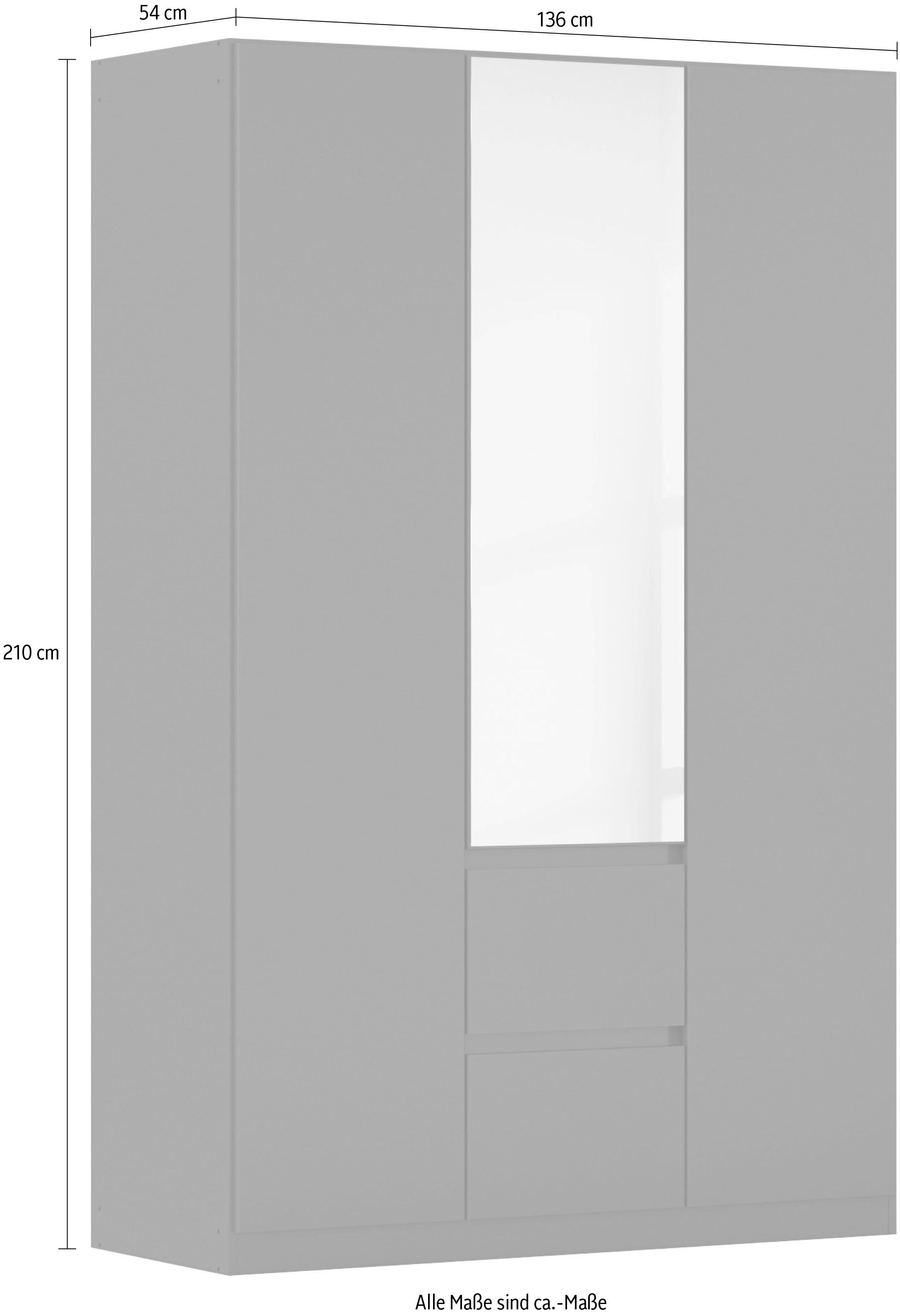 rauch Draaideurkast Kledingkast met spiegel garderobe MAINZ greeploos front met spiegel, buitendeuren met push-to-openfunctie