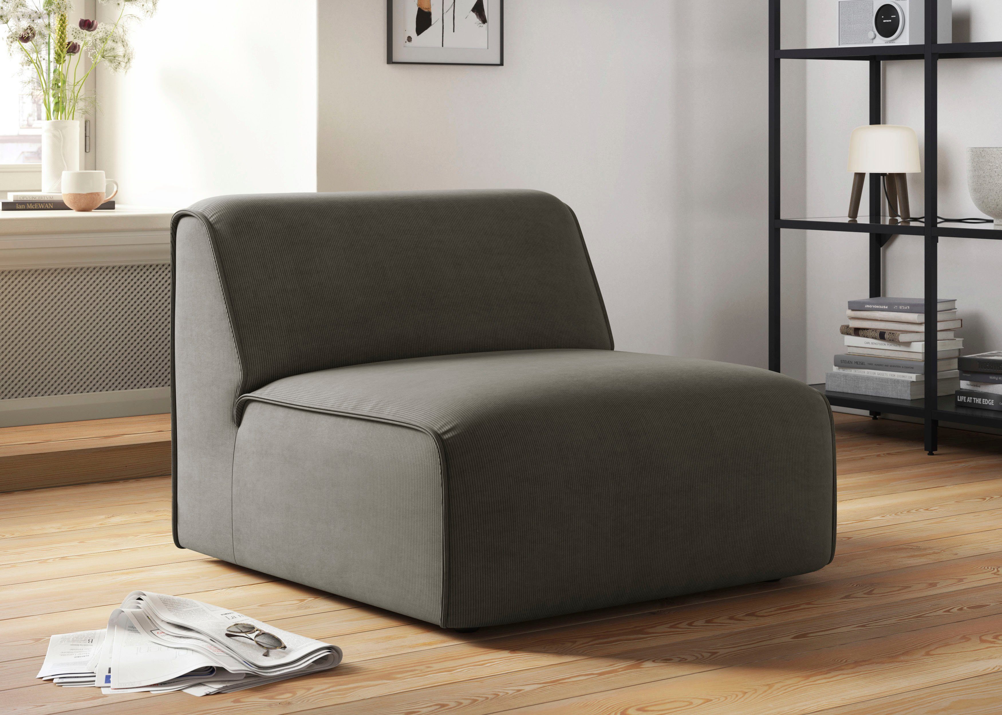 RAUM.ID Fauteuil Merid sofa-middenelement, afmetingen B/D/H: 84/97/46 cm als module of apart te gebruiken, voor individuele samenstelling