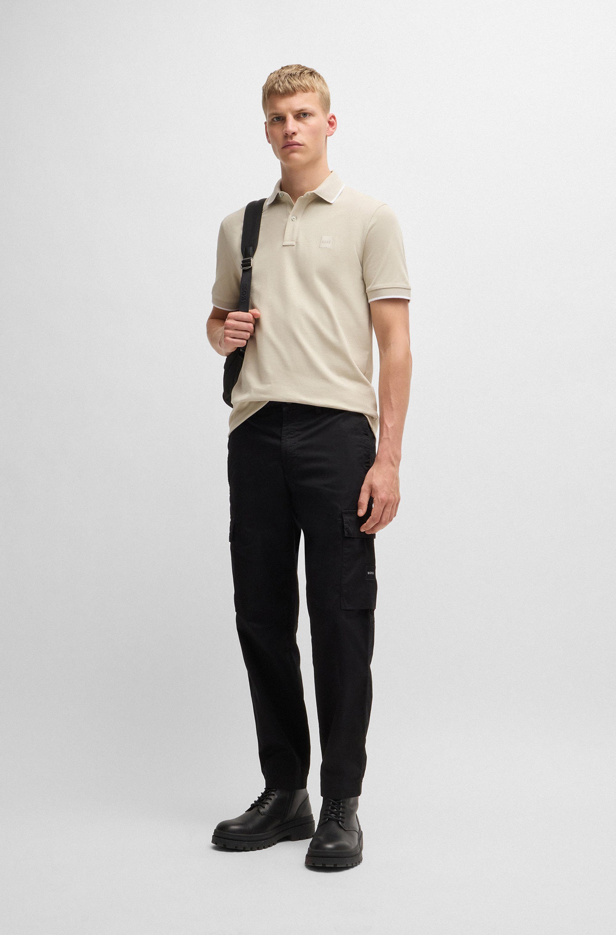 Boss Orange Poloshirt Passertip met boss badge