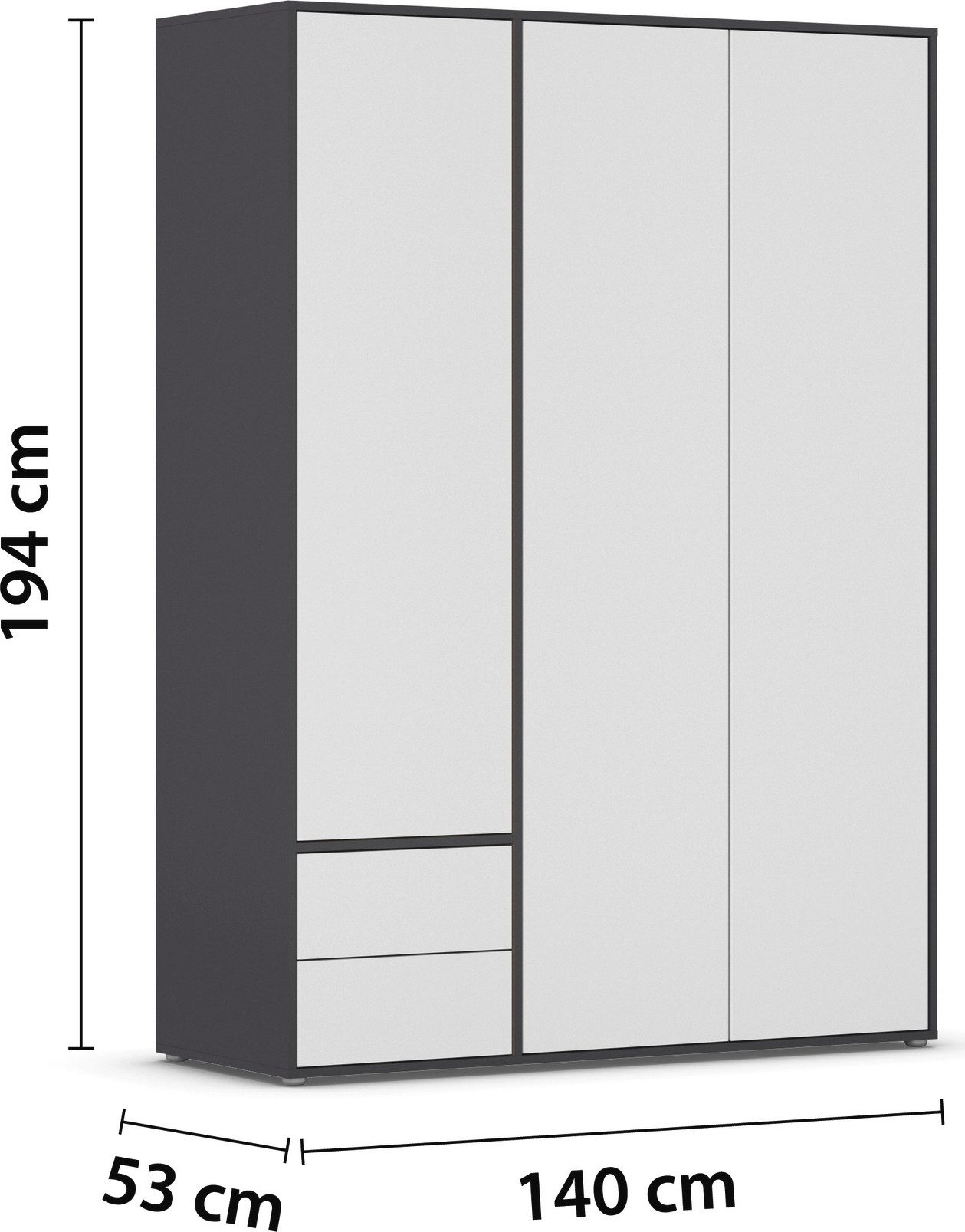 rauch Draaideurkast Kledingkast Kast Garderobe Wasmand NABILA veel Opbergruimte met 2 lades en push-to-open functie topseller made in germany