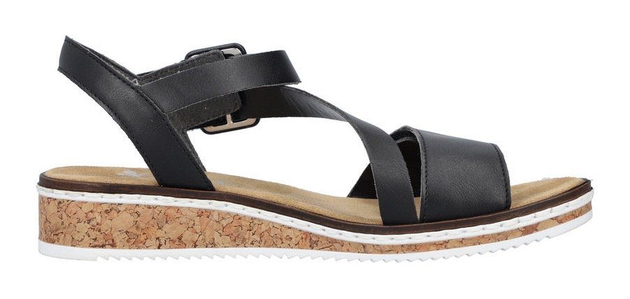 Rieker Sandalen zomerschoen, sandaal, sleehak, met asymmetrische bandjes