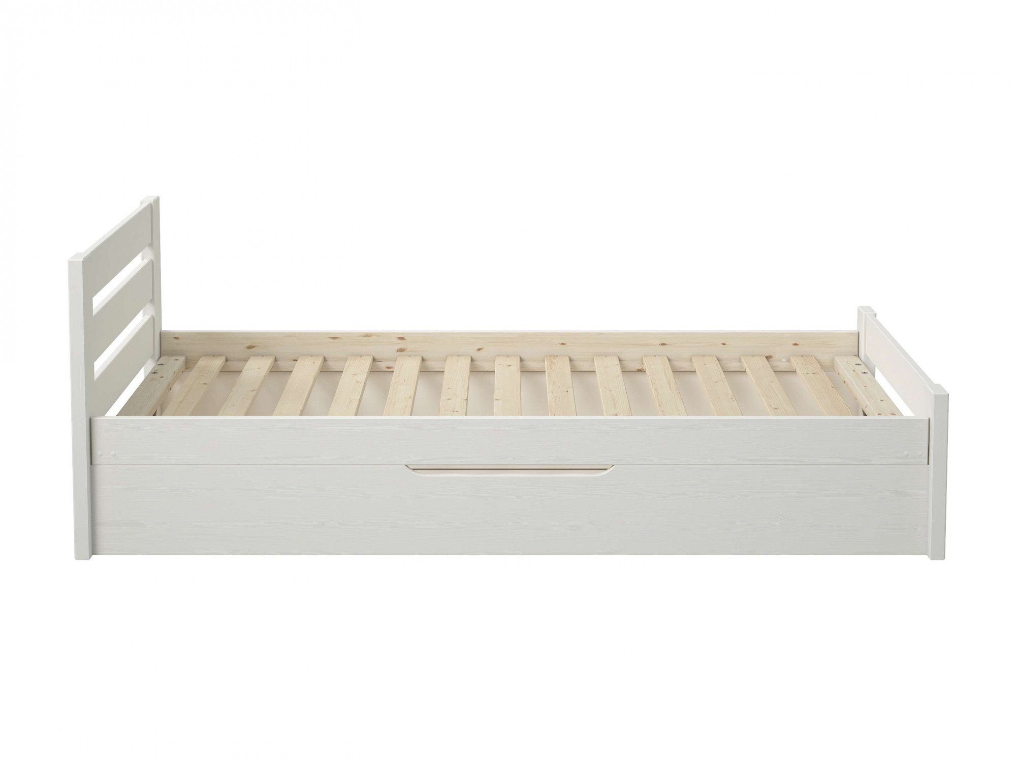 Lüttenhütt Massief houten ledikant GODJE , BESTSELLER, gecertificeerd massief hout (grenen) aan de zijkant te openen bedbox met veel opbergruimte, scandinavisch