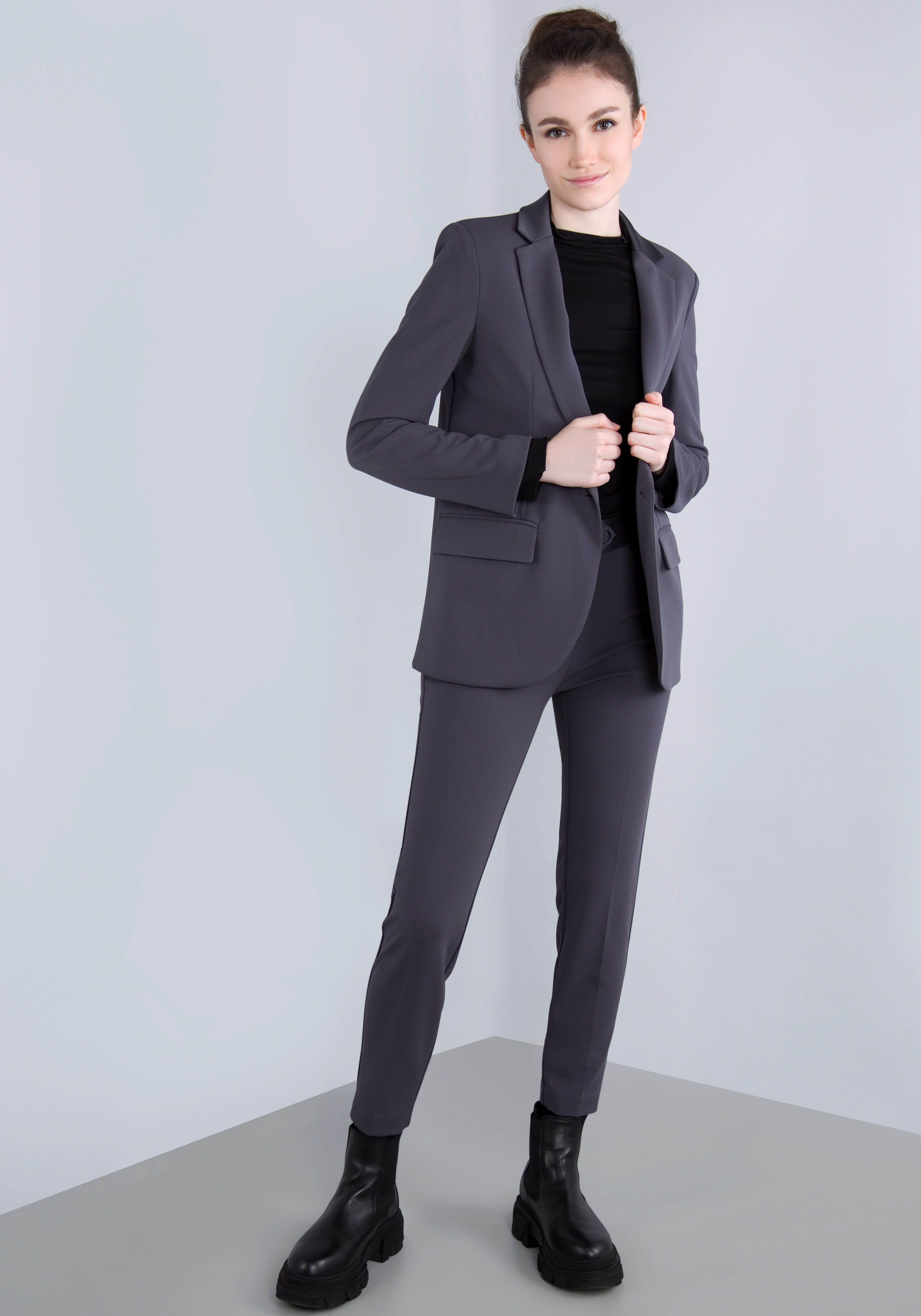 IMPERIAL Lange blazer met satijnen details en stretch