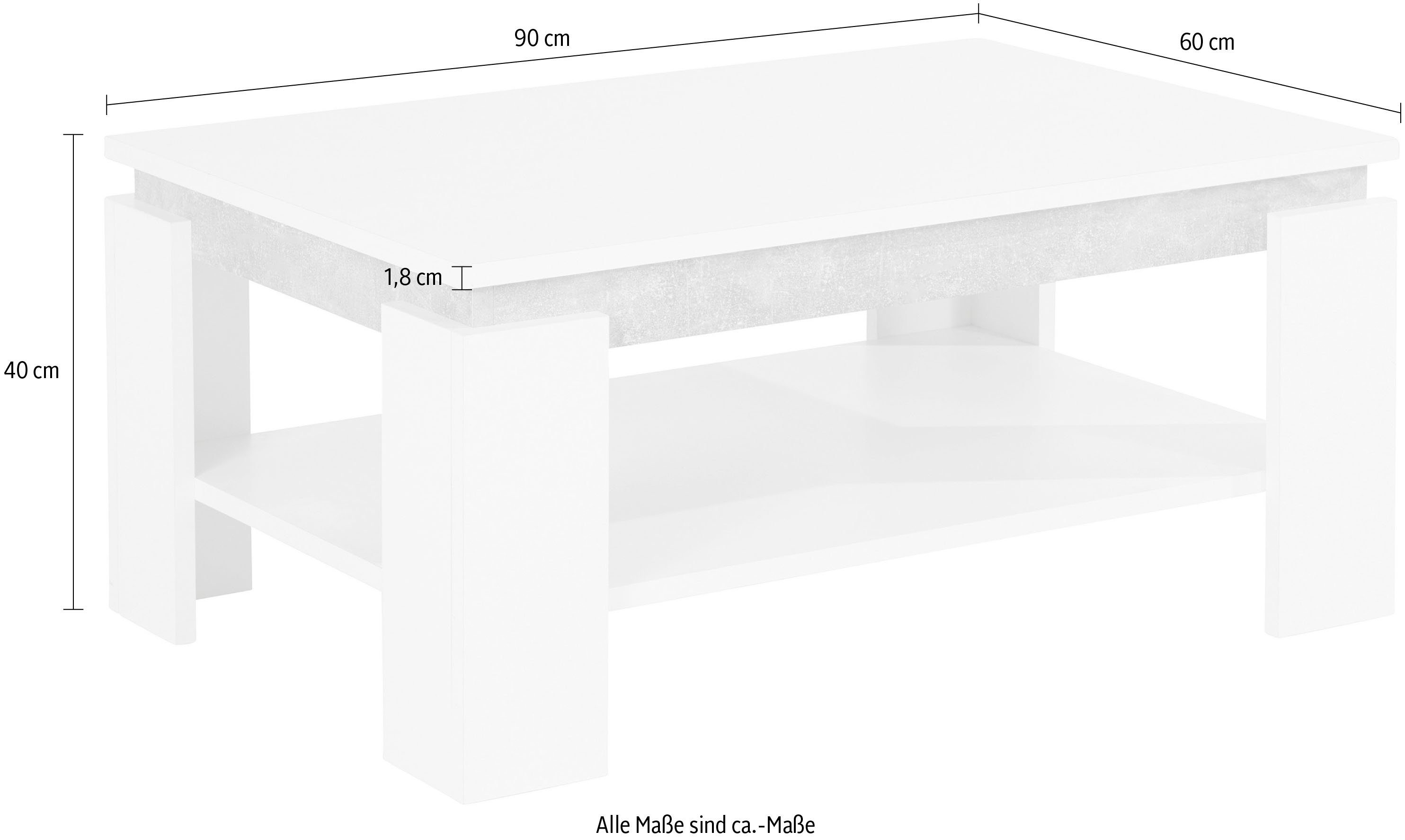 HELA Salontafel TIM met plank, vierkant of rechthoekig