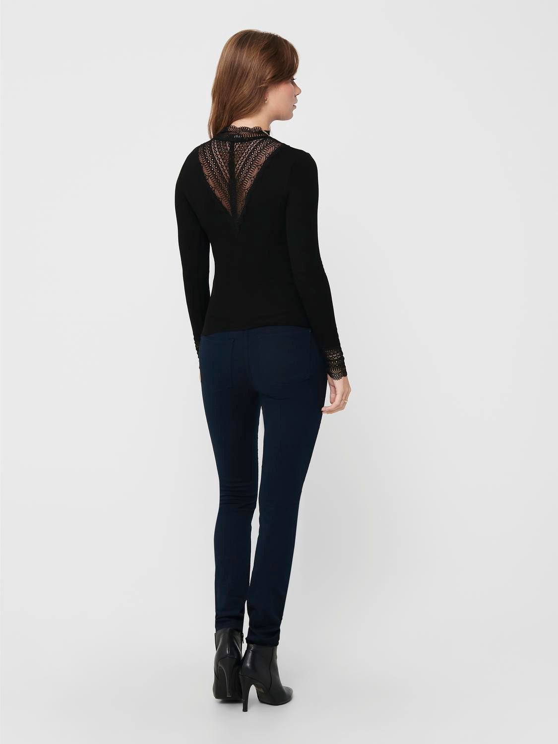 Only Kanten shirt ONLTILDE L/S HIGH NECK LACE TOP JRS