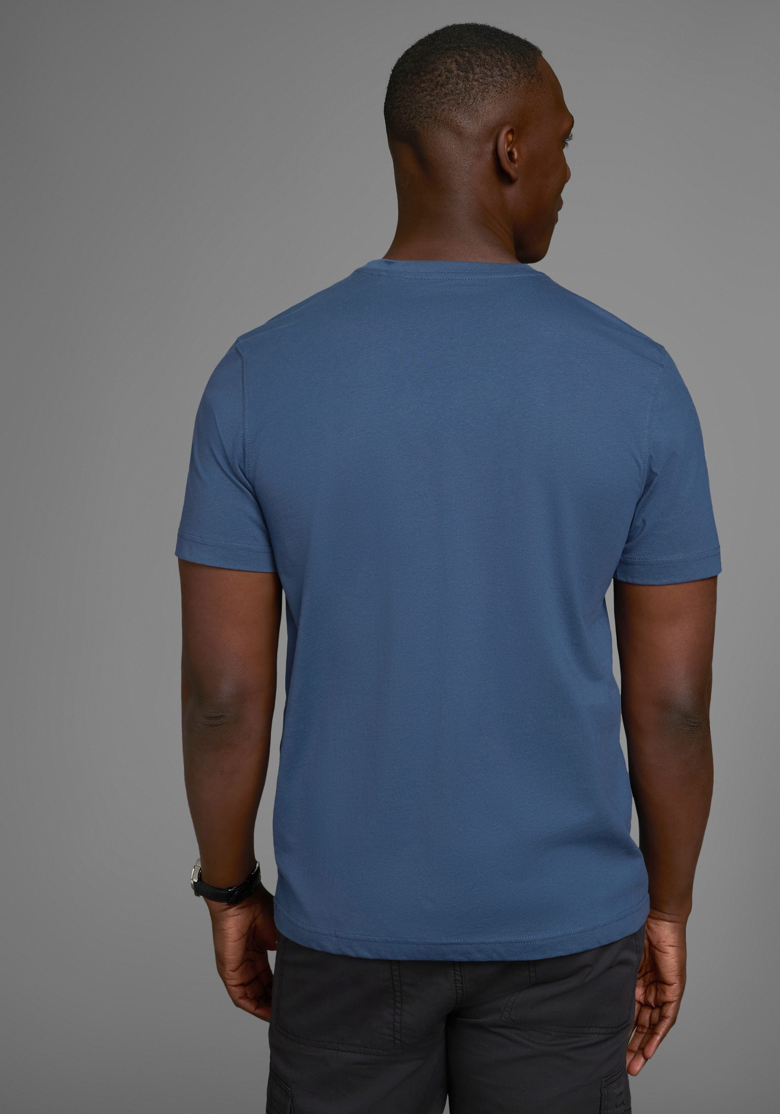 Man's World Shirt met ronde hals korte mouwen, casual pasvorm, bedrukt, ronde hals