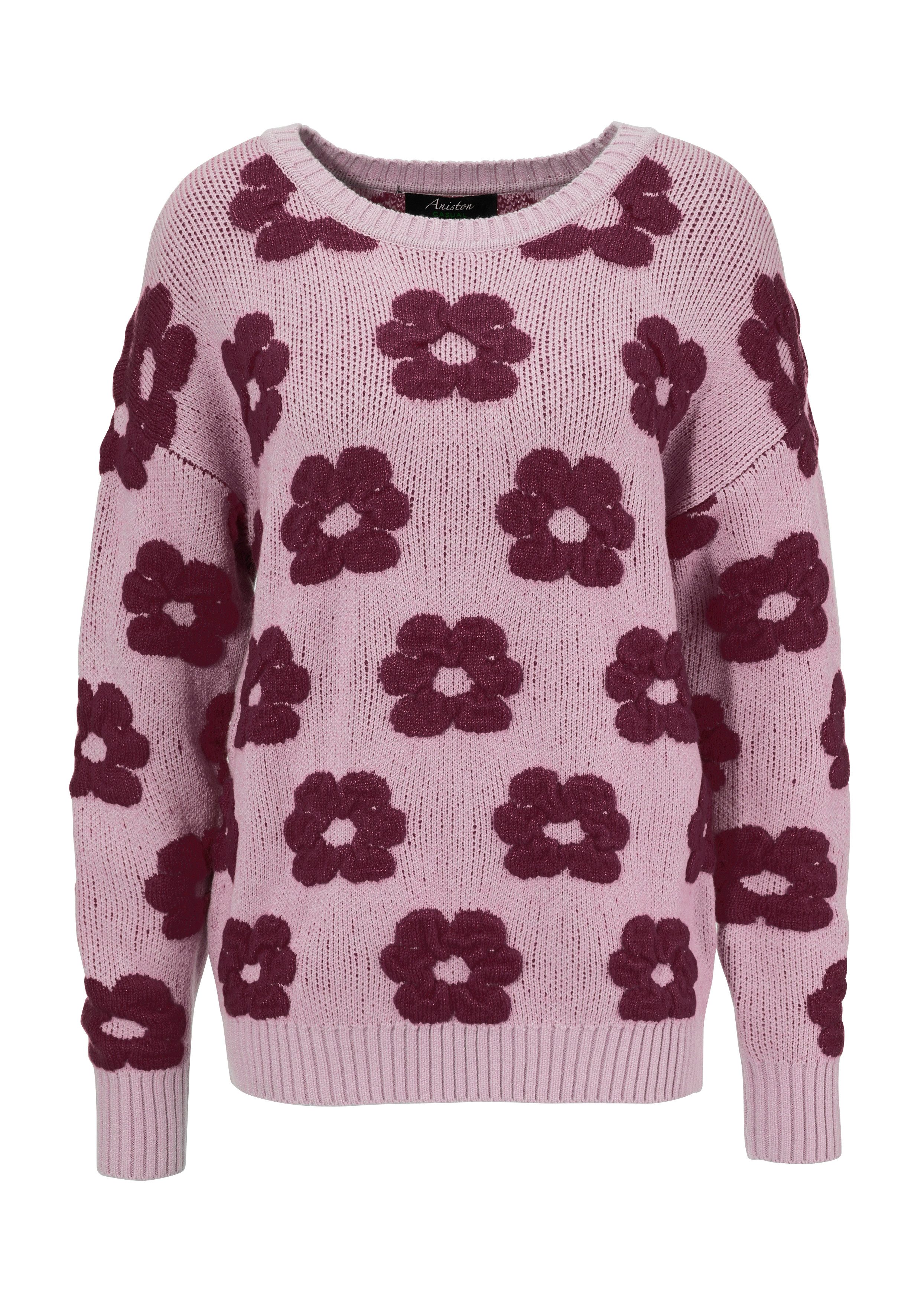 Aniston CASUAL Gebreide trui met gebreide bloemen