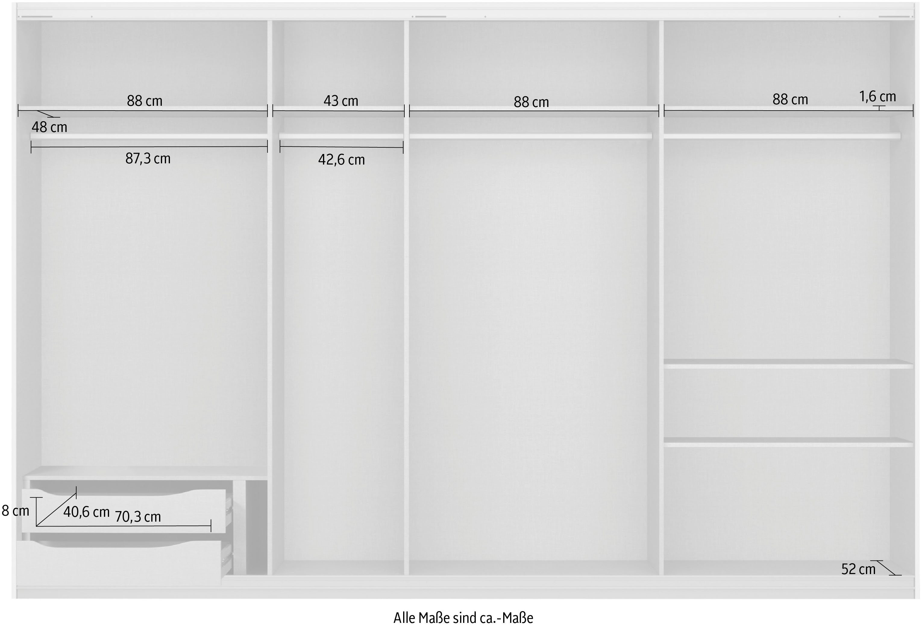 rauch Zweefdeurkast Kledingkast kast garderobe ORACLE met spiegelfront inclusief lade-inzet en extra legplanken made in germany