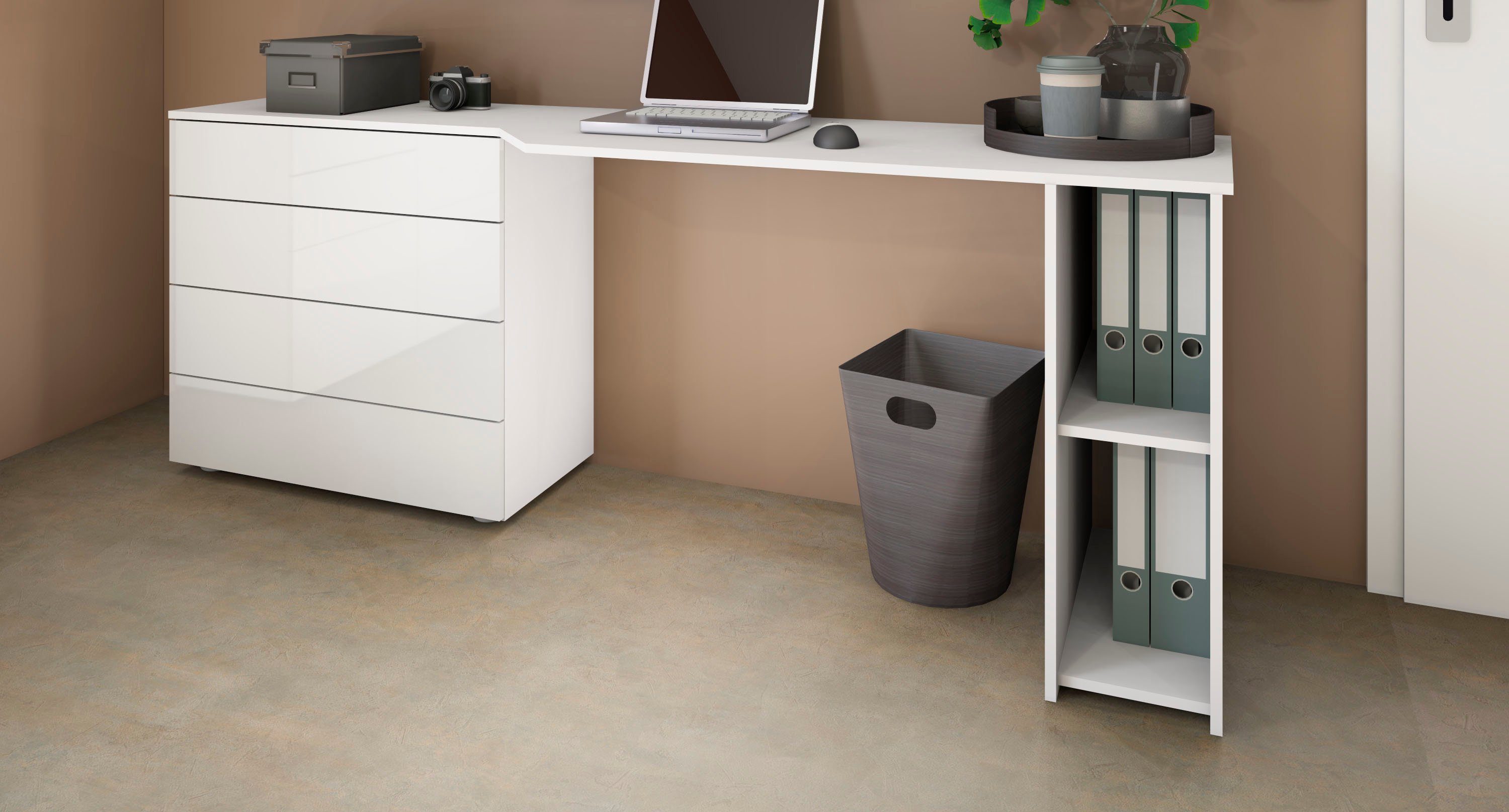 borchardt Möbel Bureau Vaasa Breedte 196 cm, push-to-openfunctie