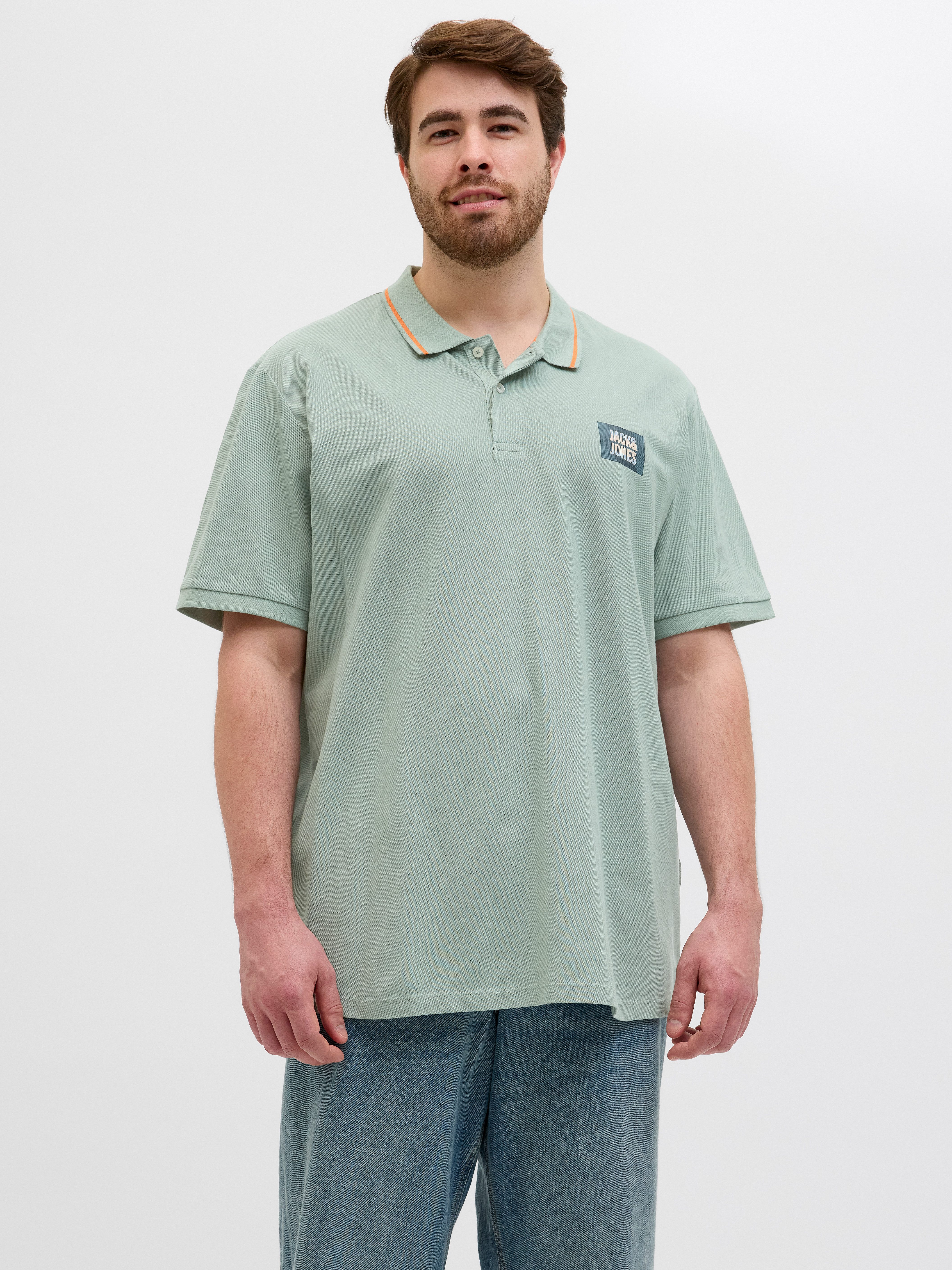 Jack & Jones PlusSize Poloshirt JJHUDSON POLO SS PLS heren poloshirts maat 6XL groen