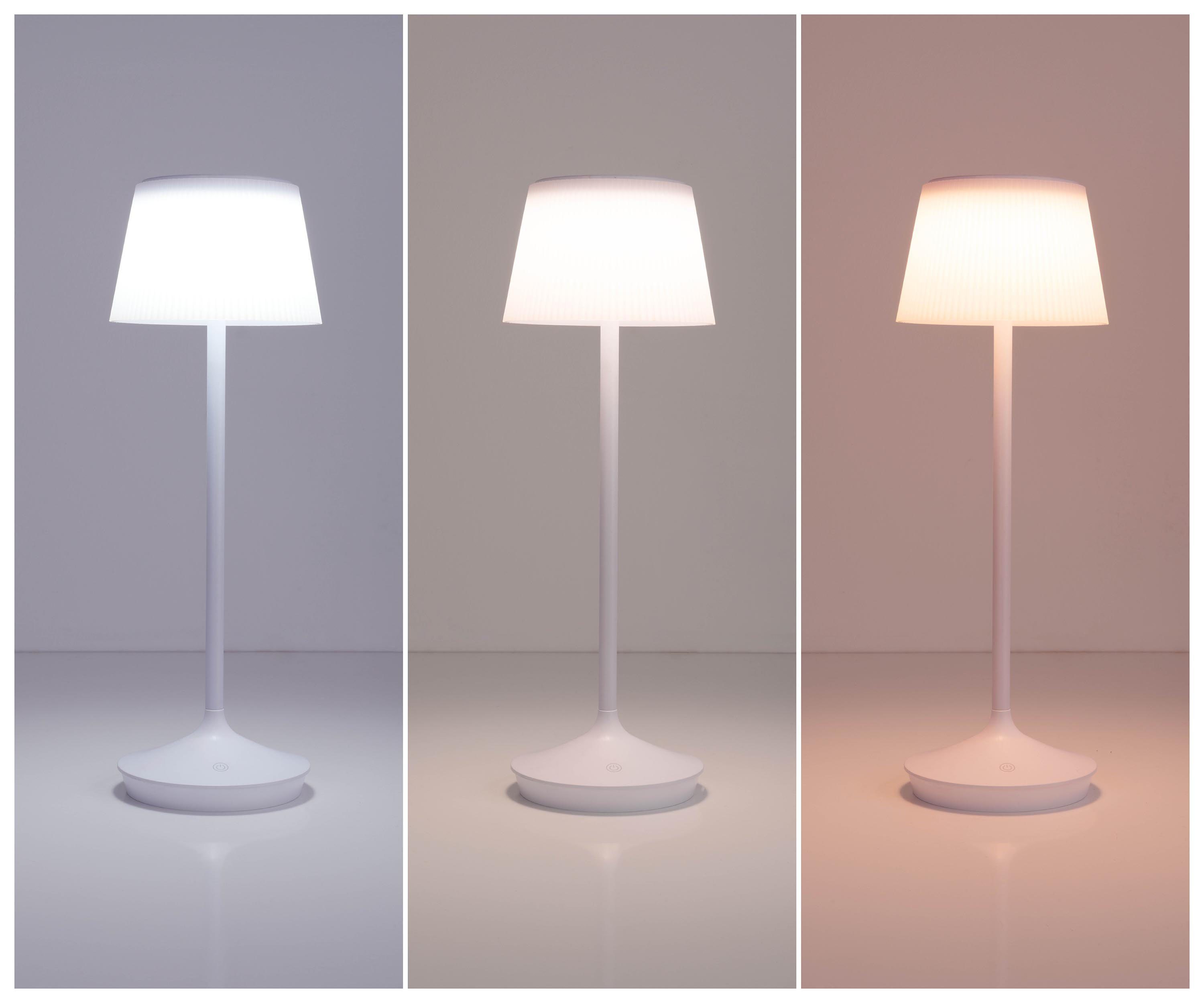 näve Led-tafellamp Zonne-lamp / acculamp "EMMI" Zonne-energie, accubedrijf, CCT, aanraaksensor, accutafellamp (1 stuk)