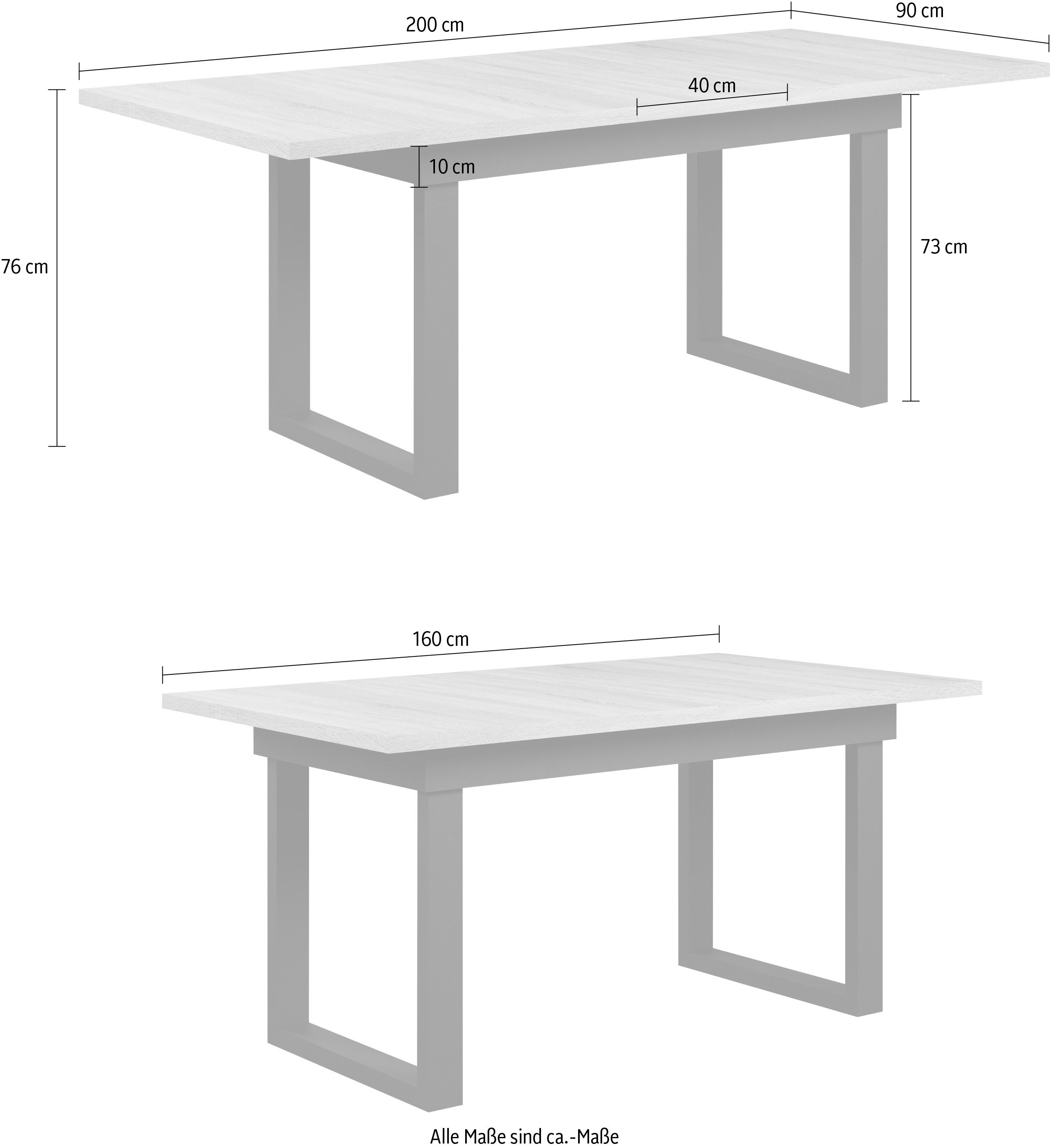 INOSIGN Eettafel Valencia Synchro-uitvoering, metalen runners, uitschuifbaar tot 200 cm