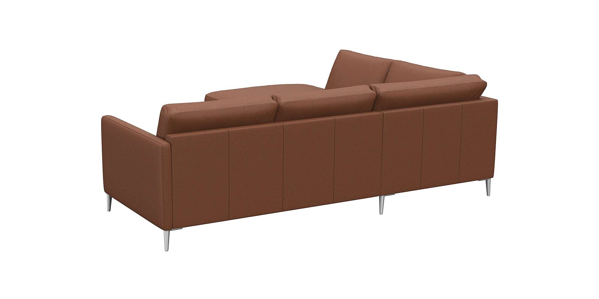 FLEXLUX Hoekbank Fiore, L-vorm smalle armleuningen, aluminiumkleurige voeten, b/d 234/225 cm, koudschuim in de zitplaats