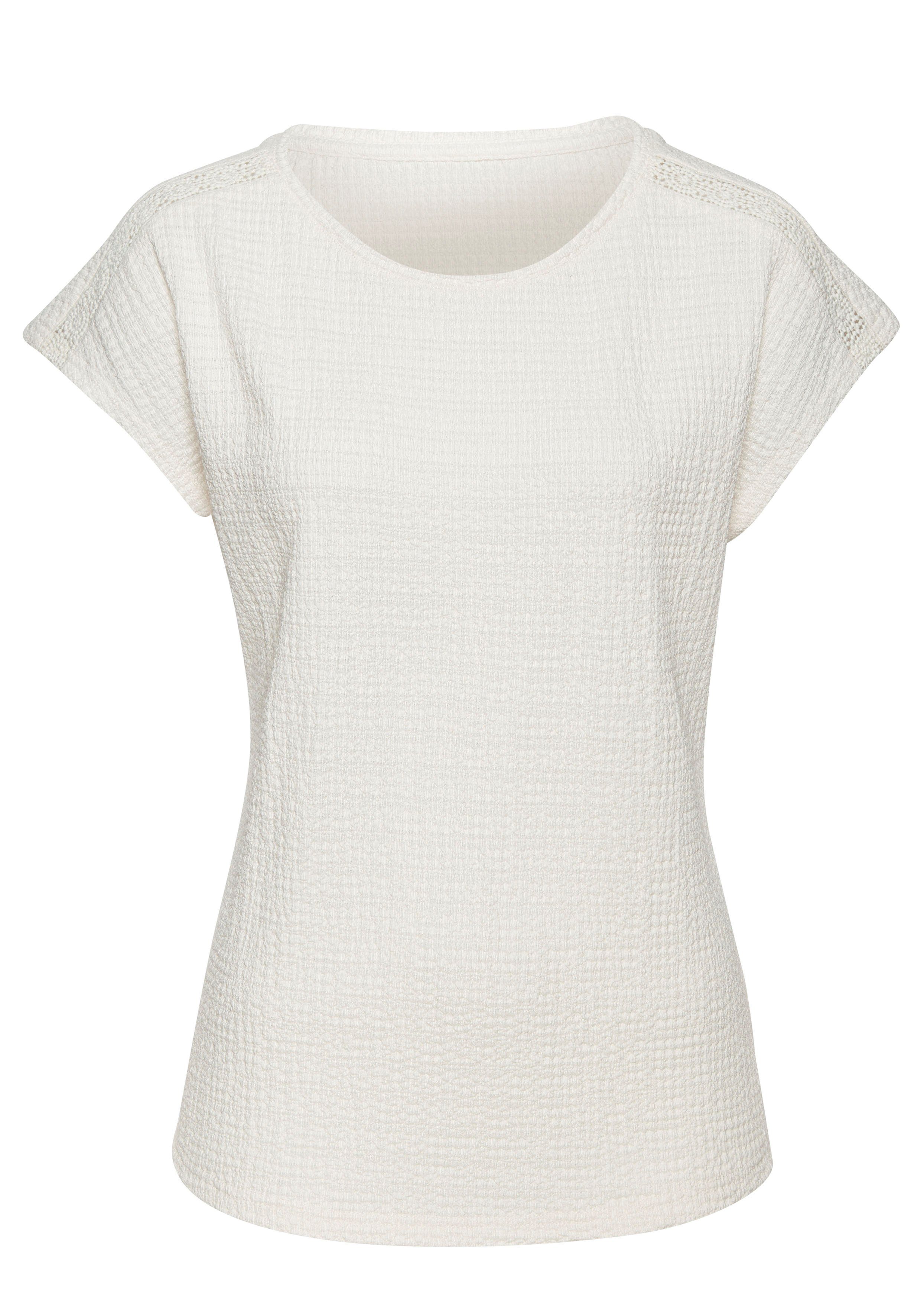 Vivance Shirt met korte mouwen Met decoratieve haak-inzet van kreukvrije crêpe-kwaliteit (2-delig, Set van 2)