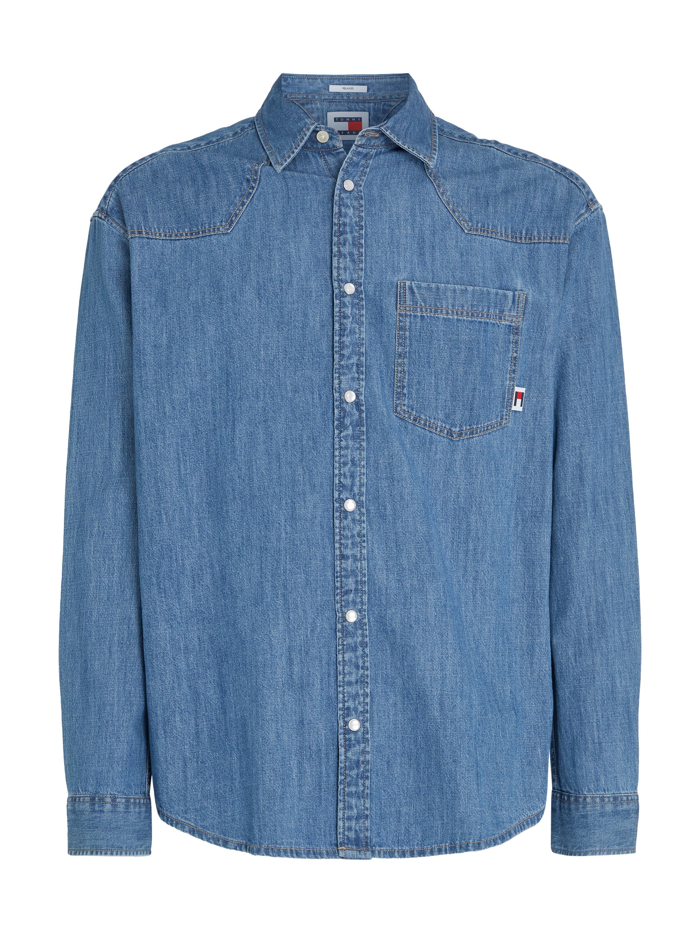 TOMMY Jeans overhemd TJM RLX WESTERN DENIM SHIRT