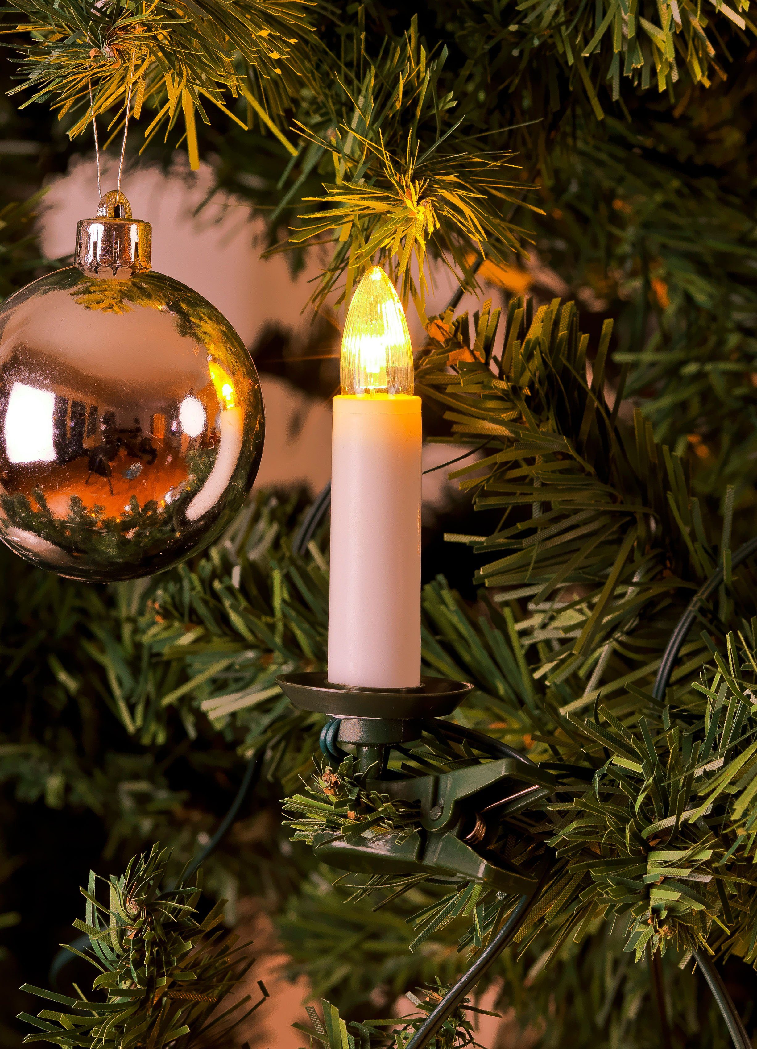 KONSTSMIDE Led-kerstboomkaarsen Kerstversiering, kerstboomdecoratie Led boomsnoer, toplampen, one string, 35 warmwitte dioden (1 stuk)