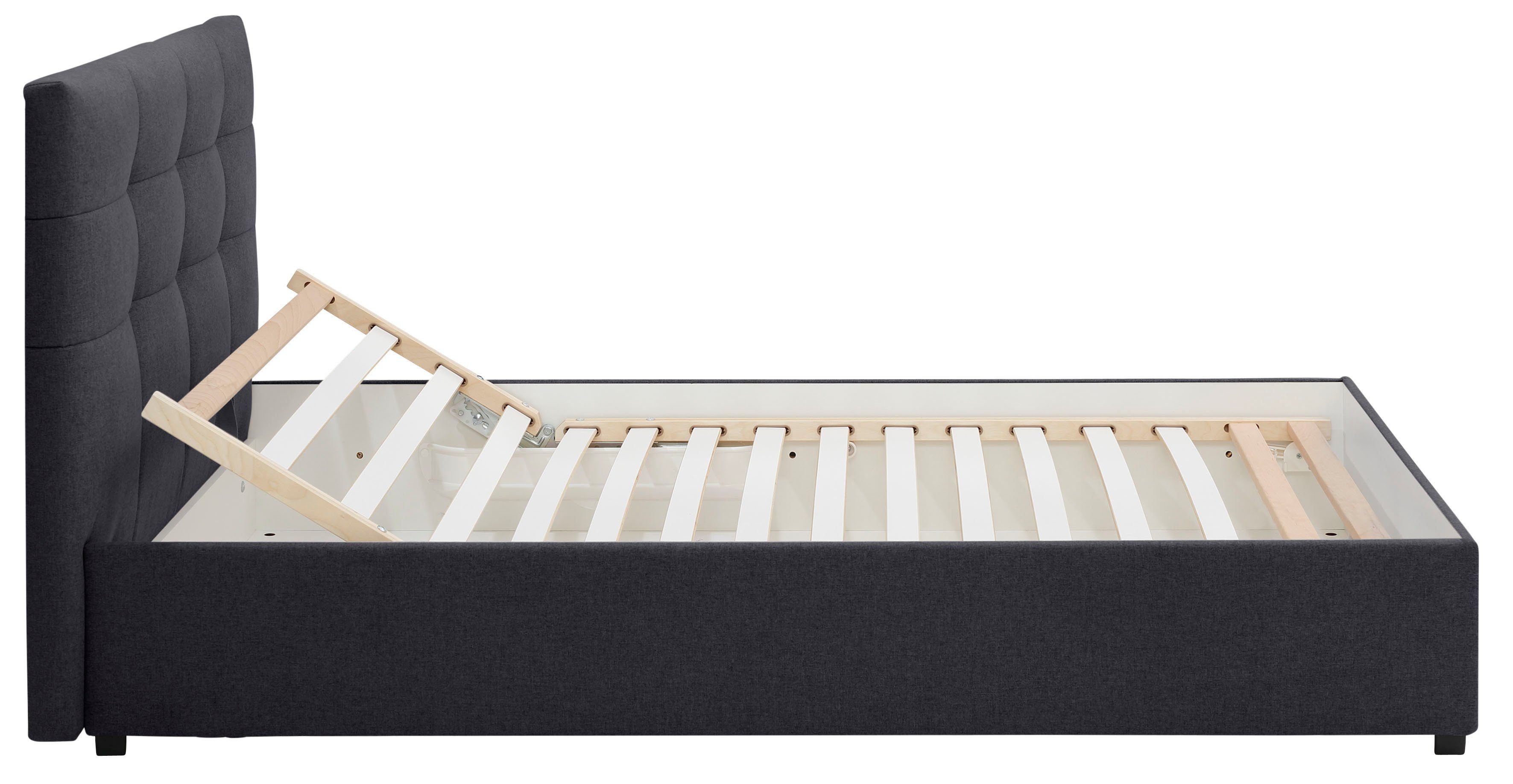 Lüttenhütt Gestoffeerd bed Endres met bedkist, naar keuze zonder matras/lattenbodem of incl. matras