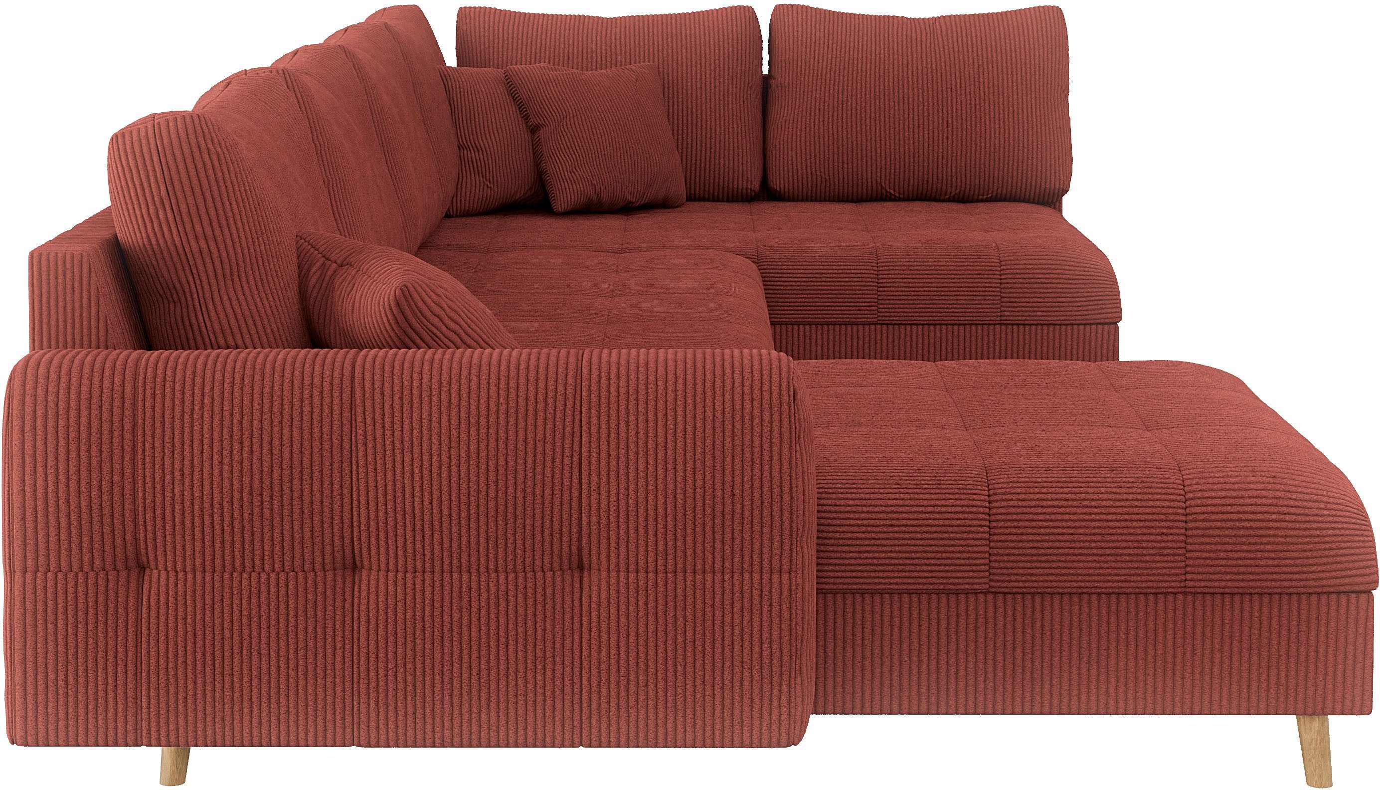 Home affaire Zithoek CHARRE U-vorm met ottomane, afmetingen B/D/H: 310/161/81 cm fijne stiksels, losse rug- en sierkussens, ook in cord en bouclé