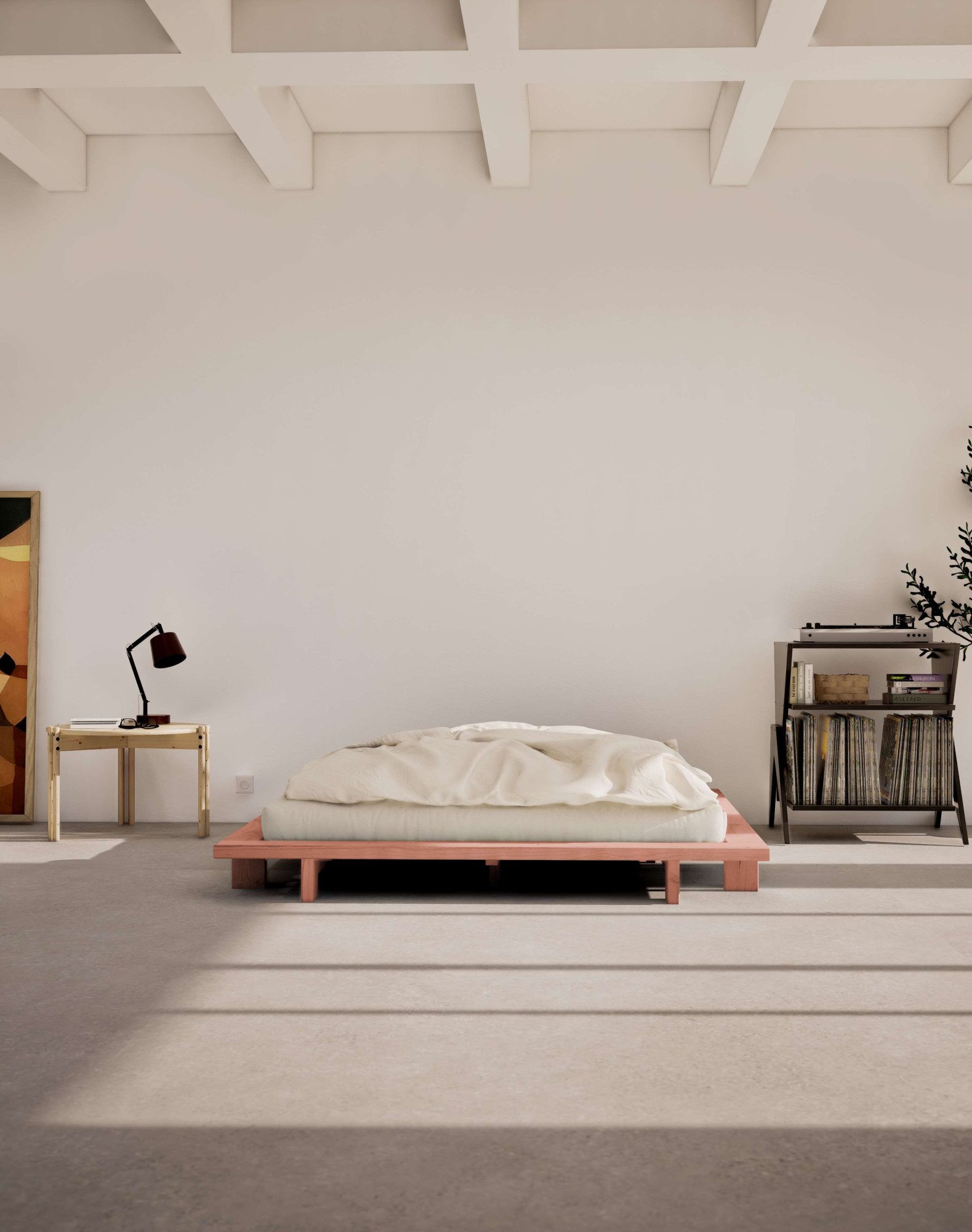 Karup Bedframe JAPAN BED grondbed, houten frame, futonbed, jeugdbed, houten bed Massief houten bed met lattenbodem, massief grenen, bed zonder hoofdeinde