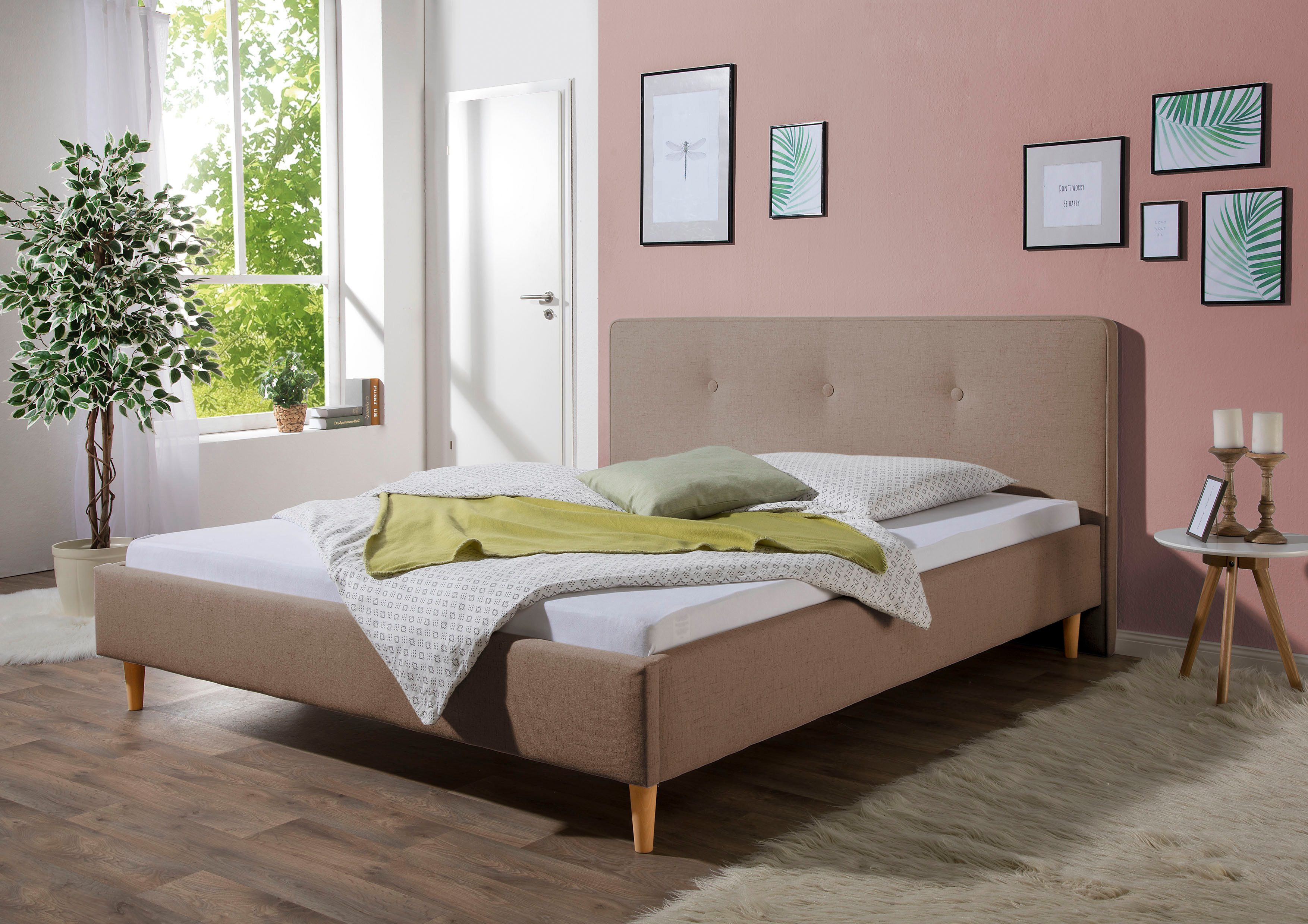 Maintal Gestoffeerd bed Lonepine Zijkanten van het bed zelf te monteren, zonder bedkist bedden bruin