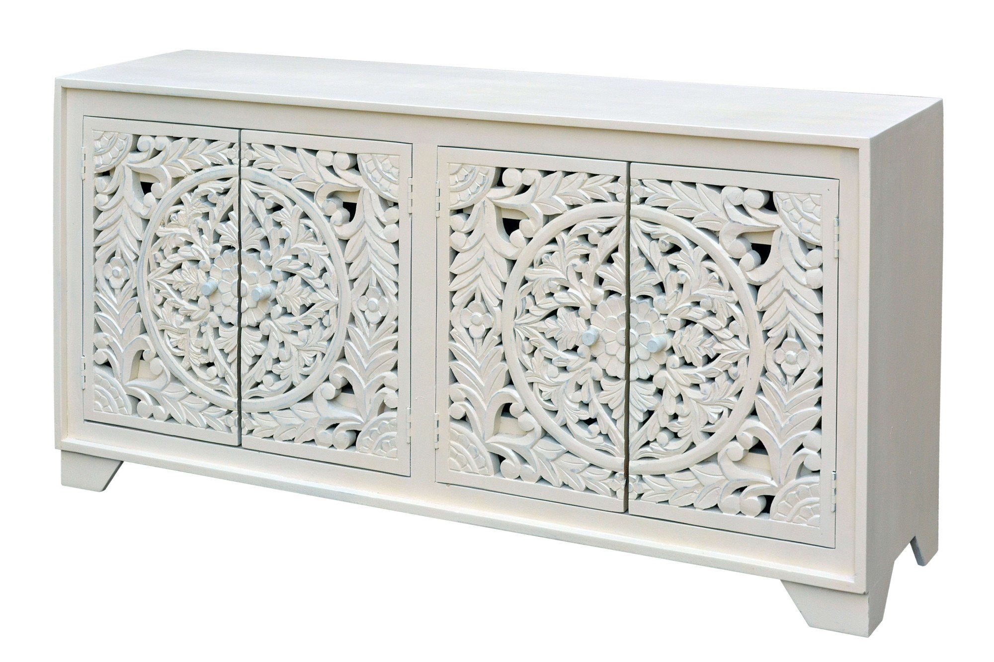 Home affaire Dressoir Kenmare Commode van mangohout, decoratieve snijwerk, breedte 170 cm