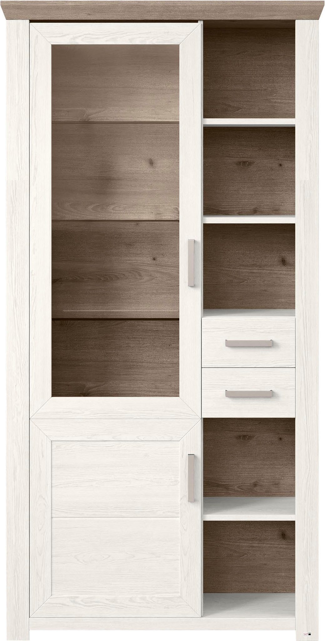 set one by Musterring Staande vitrinekast York Type 05 en 06, met Glazendeur, verlichting optioneel, hoogte 207 cm