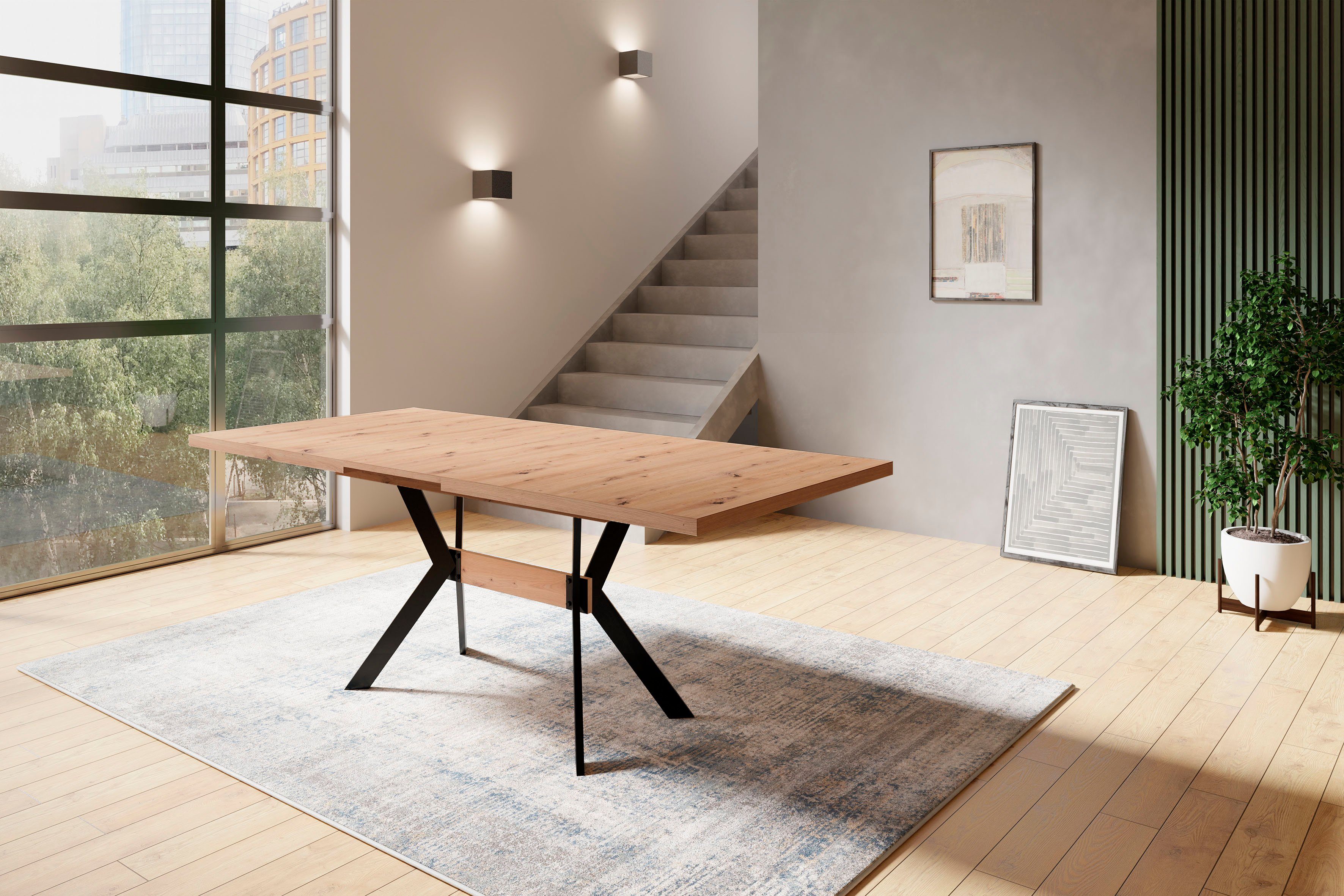 byLIVING Eettafel Bremen uittrekbaar met binnenin geplaatst inlegblad, 160 op 200 cm