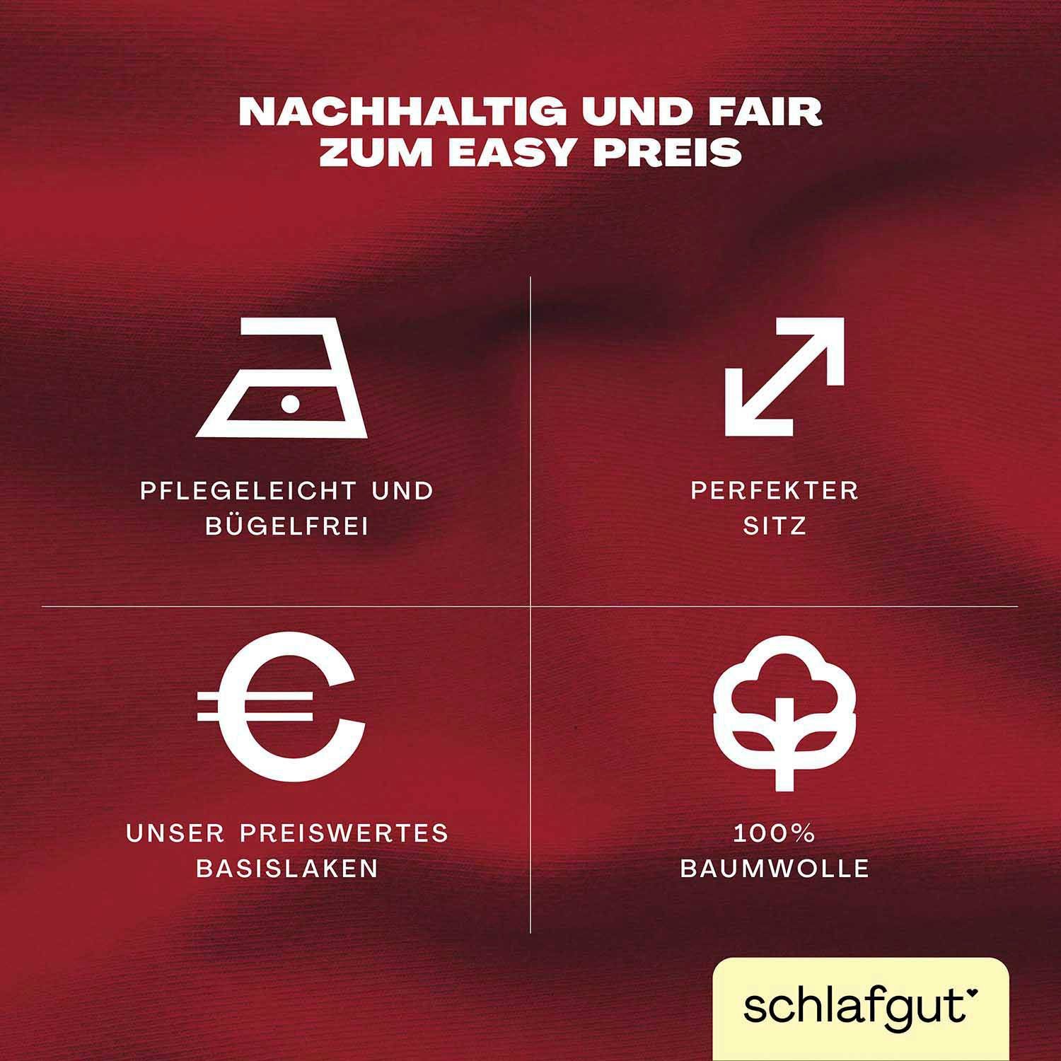 Schlafgut Hoeslaken EASY van 100% katoen, zacht & absorberend, merk-beddengoed voor matrassen tot 22 cm hoogte, in 90x200, 140x200 of 180x200 cm (1 stuk)