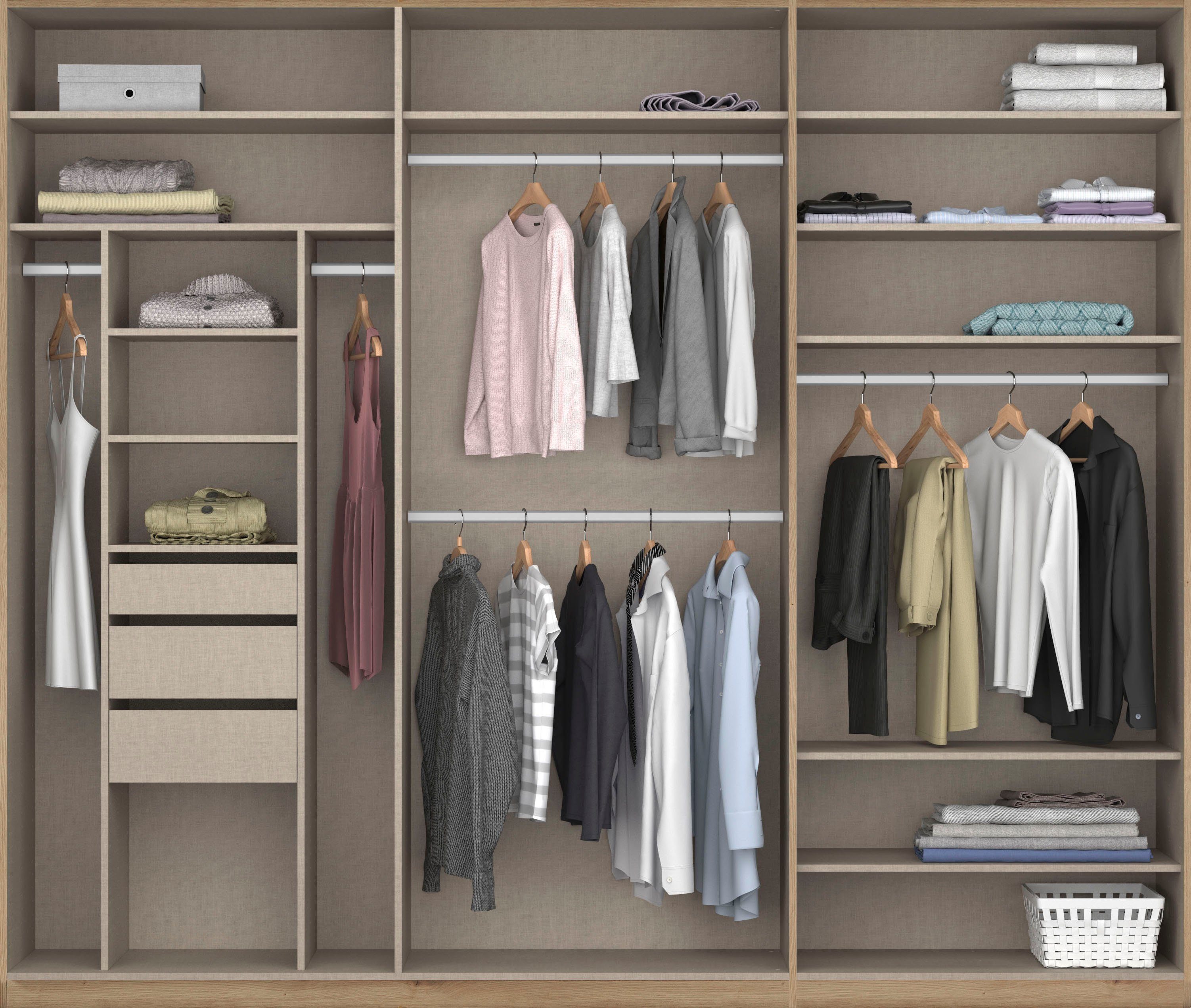 rauch Draaideurkast Kledingkast kast garderobe TOPSELLER OTELI incl. binnenindeling met 3 binnenlades extra planken optioneel met spiegel made in germany