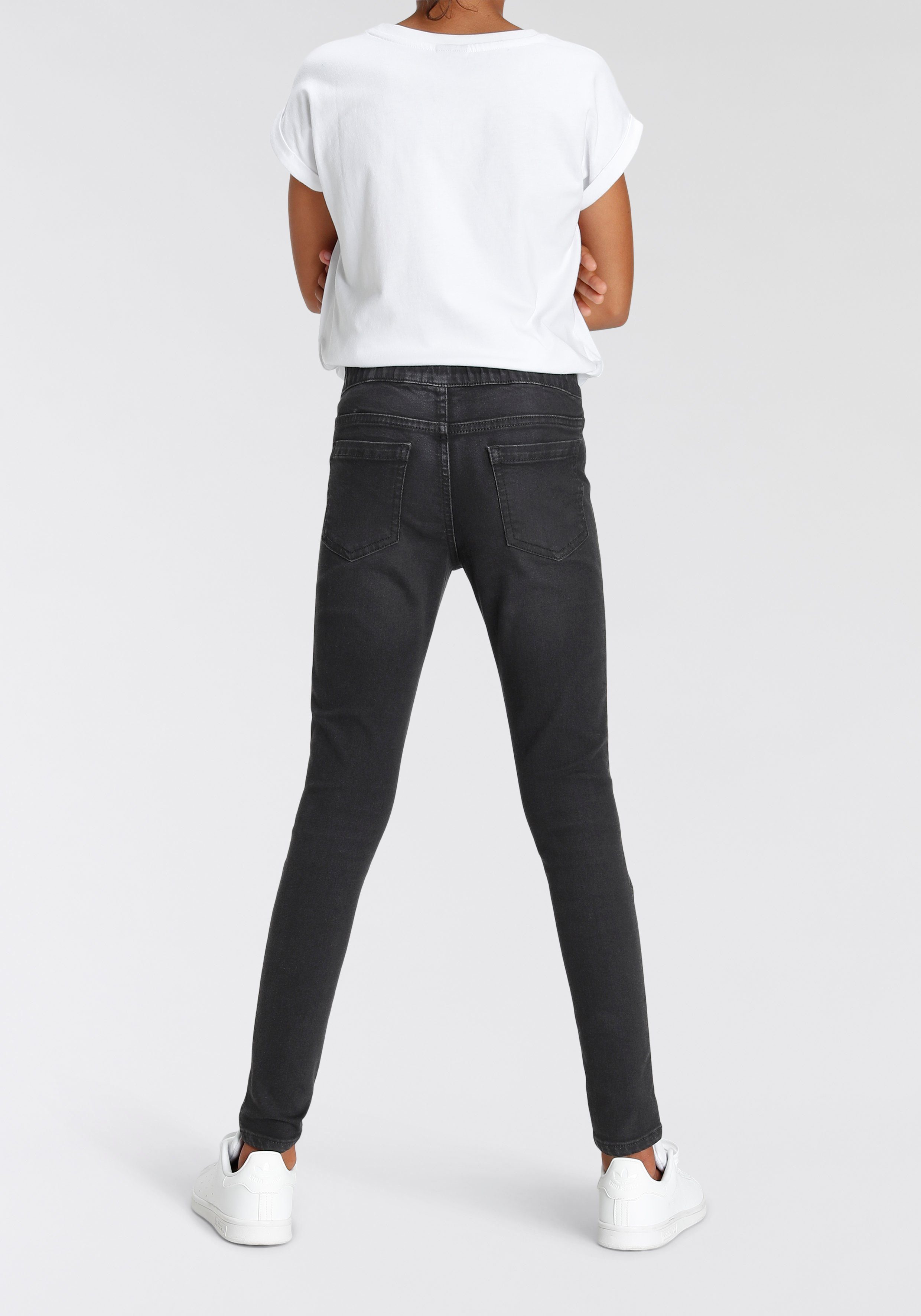 KIDSWORLD Jeggings Stretch jeans with slim leg smalle pasvorm, doorgestikte pijpafsluiting, lage taille