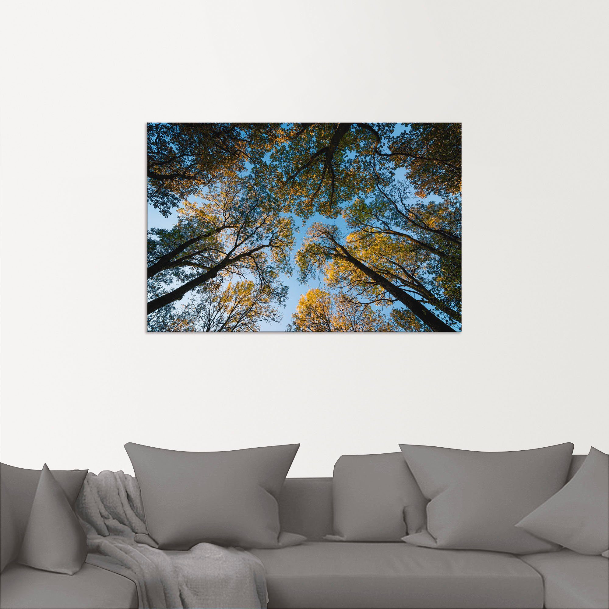 Artland Artprint Herfst in het bos als artprint van aluminium, artprint voor buiten, artprint op linnen in verschillende maten